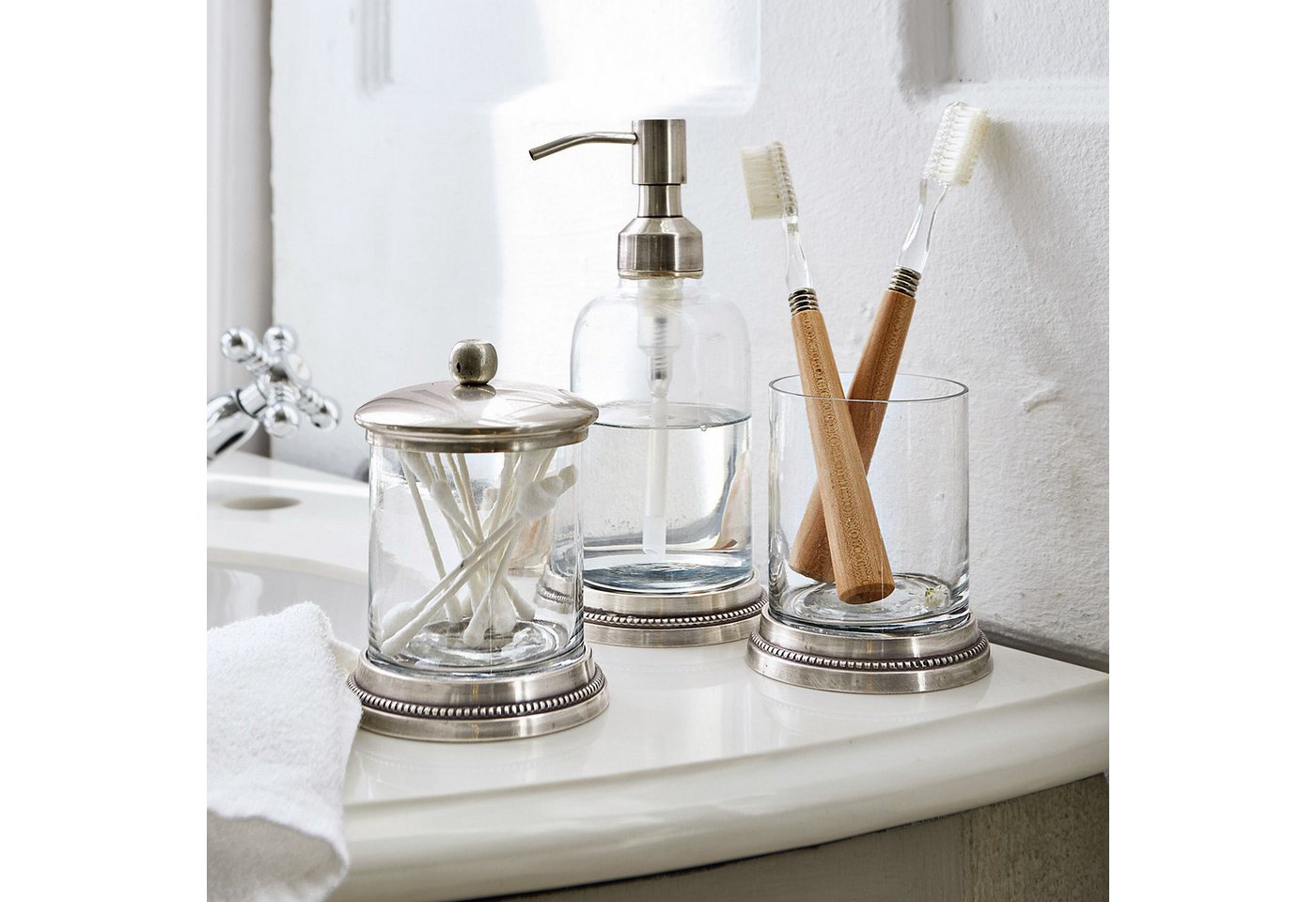 Mirabeau Badaccessoire-Set Bad-Set Drinapoly klar/antiksilber