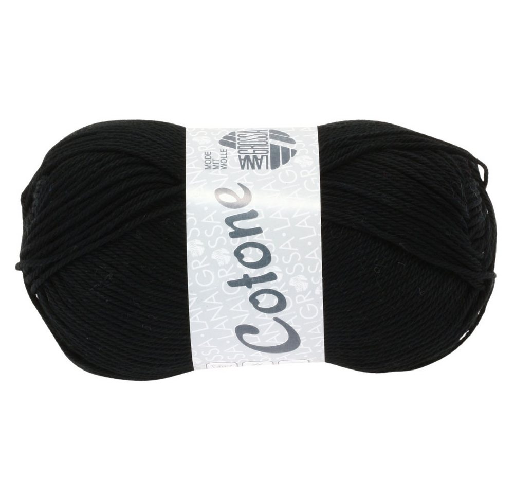 LANA GROSSA Cotone 0021 schwarz Häkelwolle, 125 m