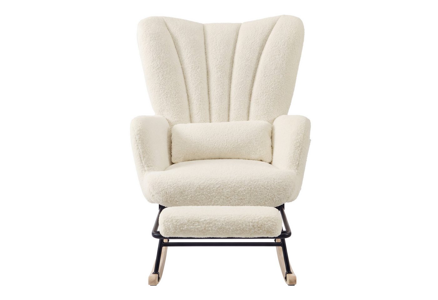 SONGMICS Schaukelsessel Schaukelstuhl Relaxsessel abnehmbares Kissen, für Schlafzimmer, Wohnzimmer, ausziehbare Fußstütze, Holzbeine, Fleece Bild 2