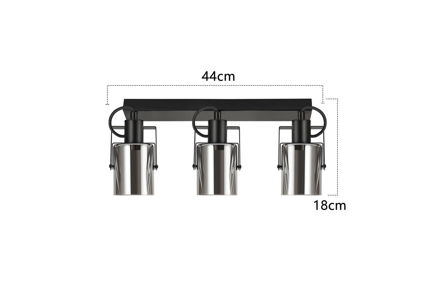 ZMH Deckenstrahler 2/3/4 Flammig Rauchgrau Glas E14 Deckenspot schwenkbar drehbar, ohne Leuchtmittel, Deckenleuchte für Wohnzimmer Schlafzimmer Flur Küche