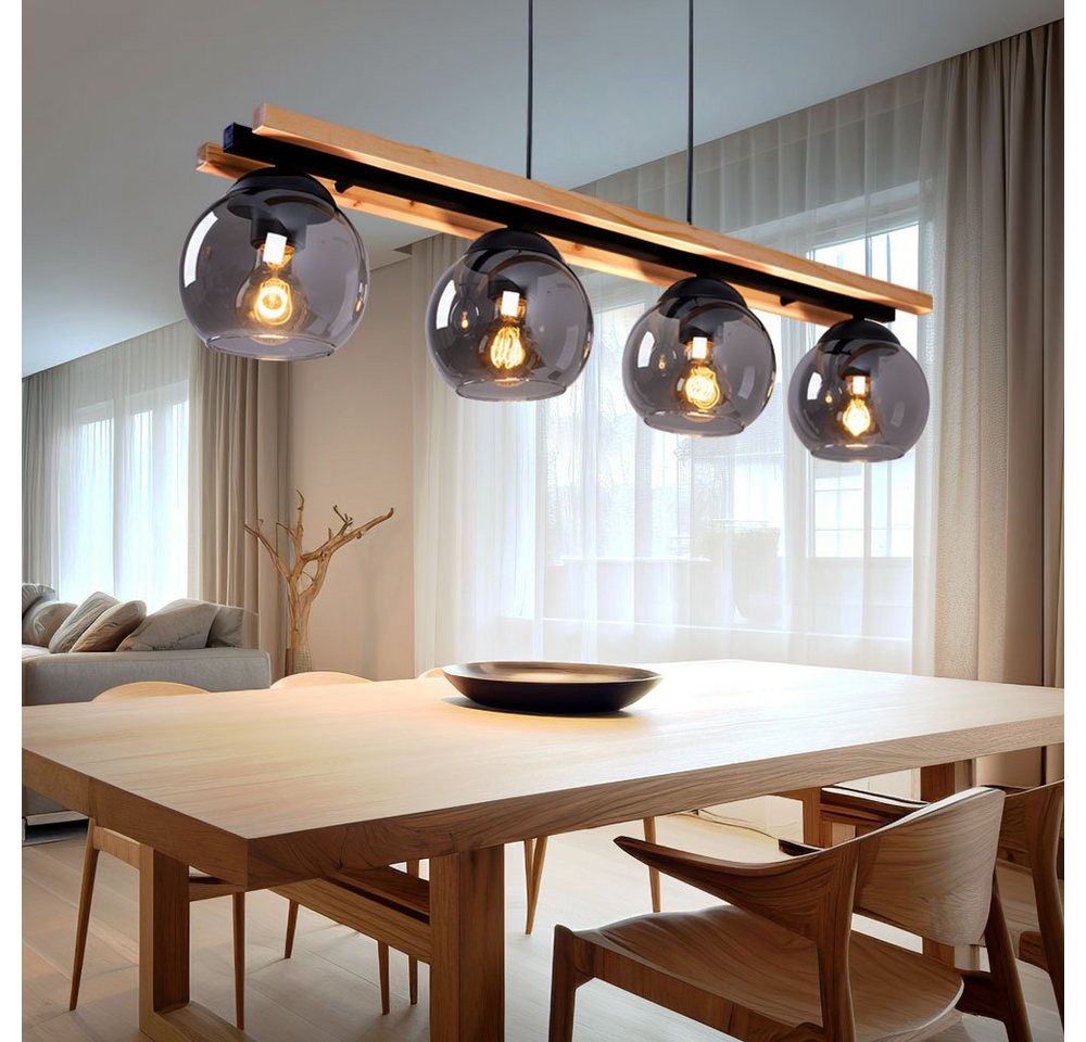 GLOBO LIGHTING LED-Hängeleuchte, Leuchtmittel inklusive, Warmweiß, LED Pendelleuchte Hängelampe Holzoptik Esszimmerleuchte Bild 2