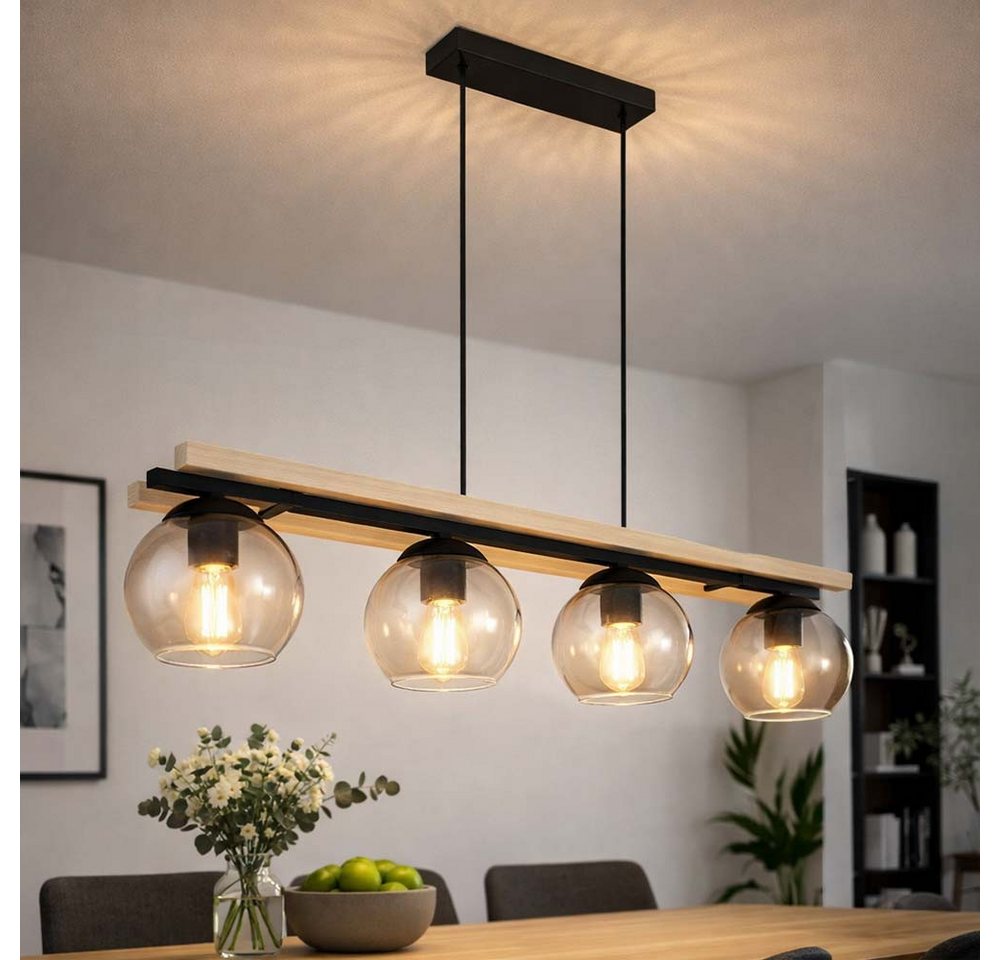 GLOBO LIGHTING LED-Hängeleuchte, Leuchtmittel inklusive, Warmweiß, LED Pendelleuchte Hängelampe Holzoptik Esszimmerleuchte Bild 4