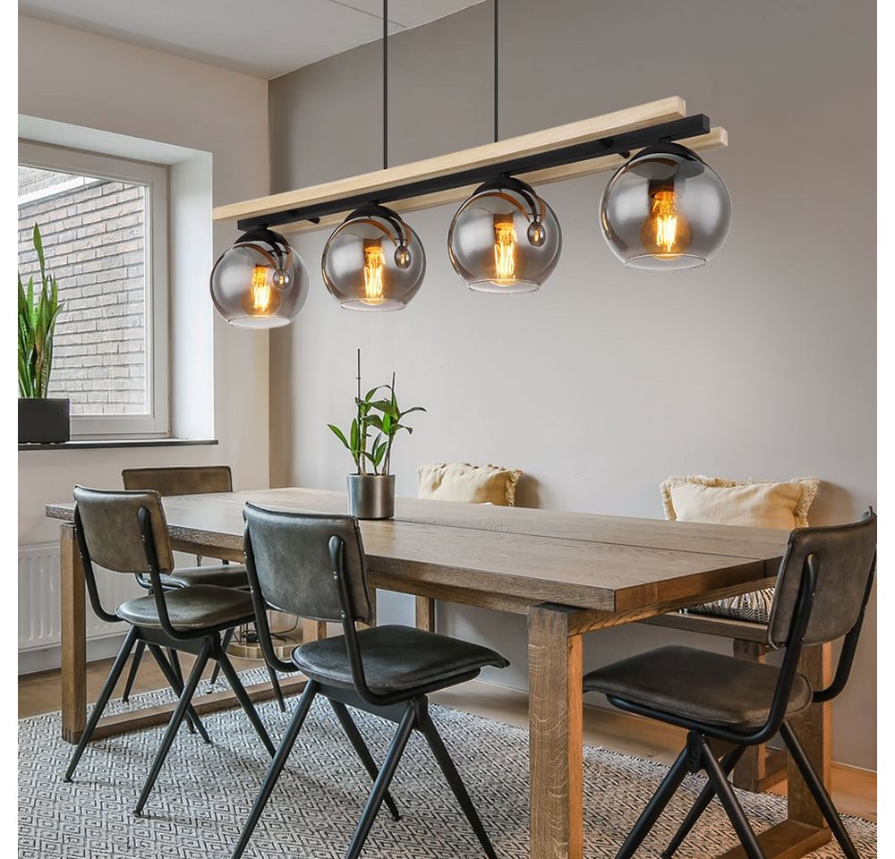 GLOBO LIGHTING LED-Hängeleuchte, Leuchtmittel inklusive, Warmweiß, LED Pendelleuchte Hängelampe Holzoptik Esszimmerleuchte Bild 5