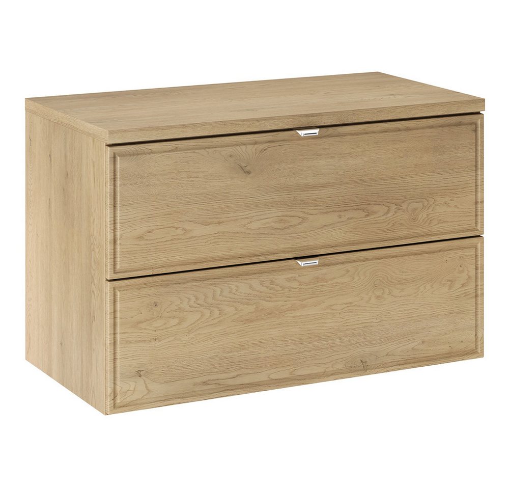 Lomadox Waschbeckenschrank TEMUCO-56-CREMONA 80 cm breit in Eiche mit Rahmenfräsung, 2 Schubladen, wandhängend Bild 4