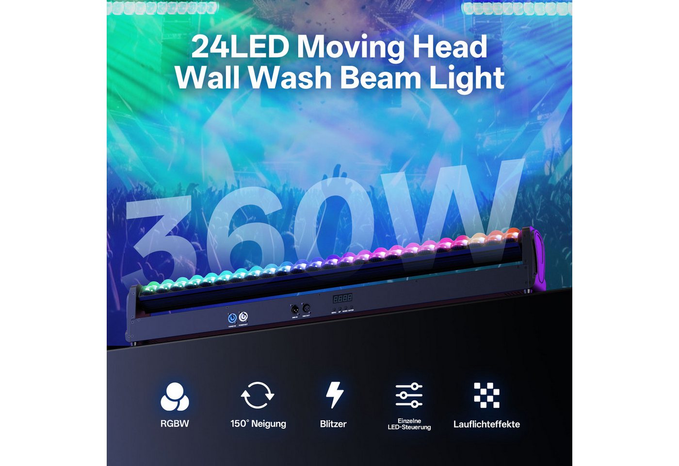 ZonQoonz Discolicht 360W Moving-Head-Wandfluter Regenbogeneffekt für Hochzeiten Party Bars Bild 2