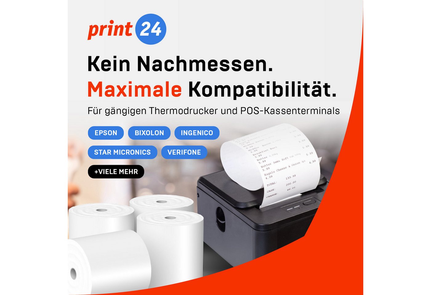print24 Endlospapier Thermorollen, 80 x 80 x 12mm, 90m, PEFC, Für EPSON, IBM, u.v.m., PEFC-Zertifikat (GFA-PEFC-COC-500582) Bild 4