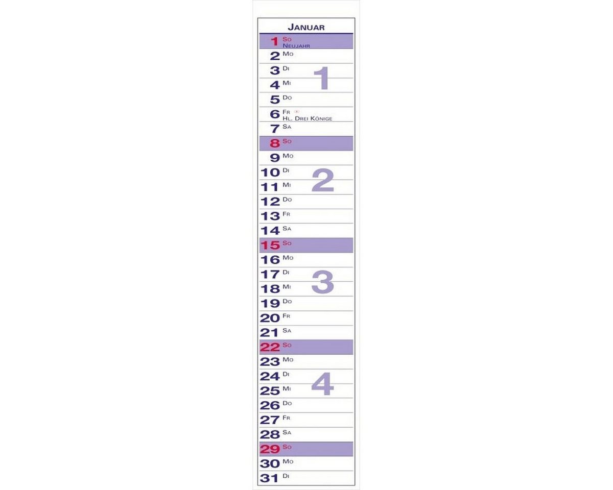 GÜSS Kalender Jahresplaner Streifenkalender Kalendarium 2027 Bild 2