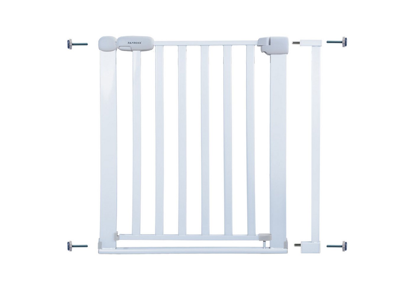 RAMROXX Treppenschutzgitter 82-92cm Türgitter Weiß RAMROXX Kindersicherung 77cm Hoch