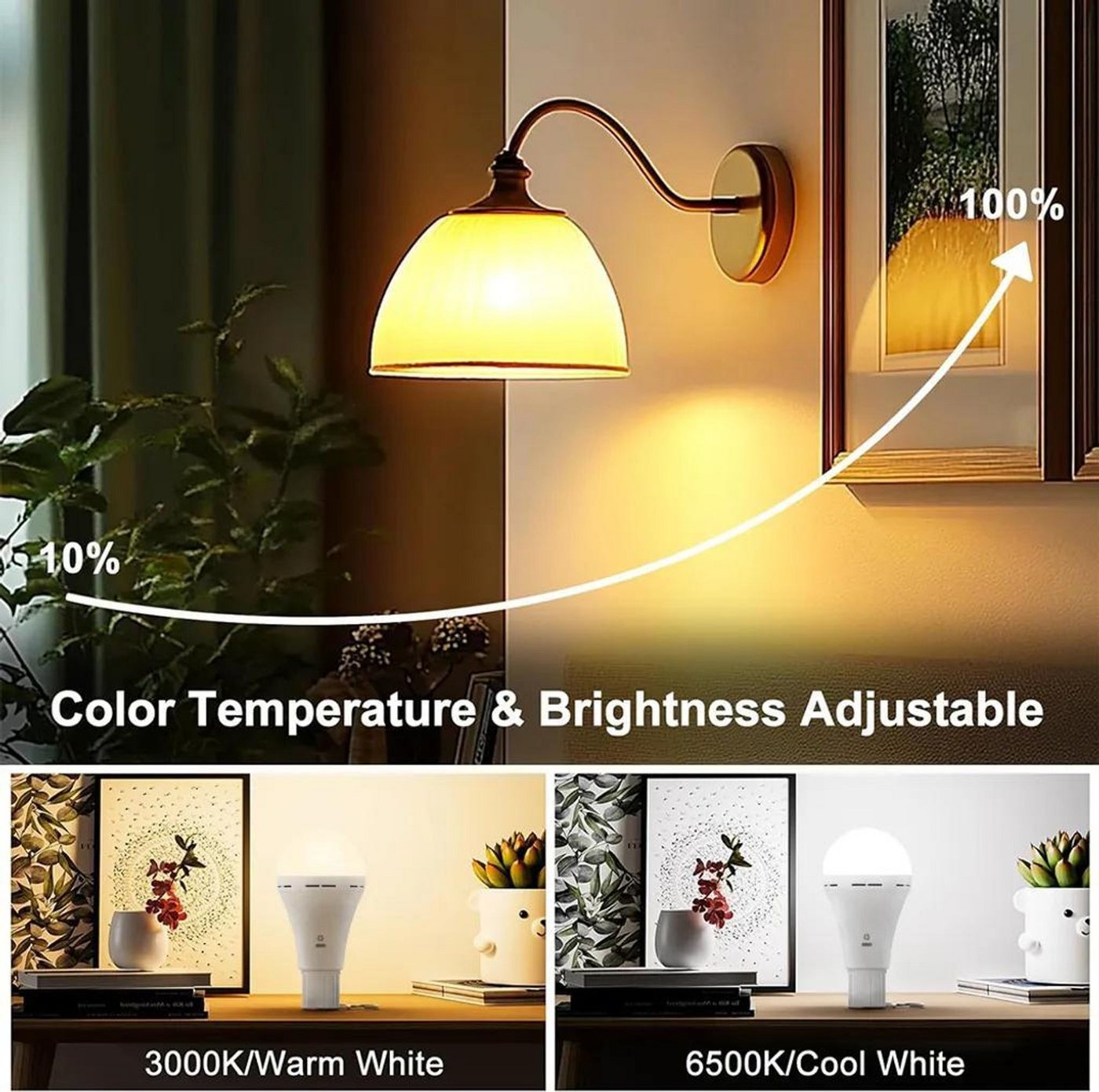 FELIXLEO Außen-Tischleuchte 2er LED Glühbirne 2600mAh USB Rechargeable Fernbedienung E27 Haken Bild 3