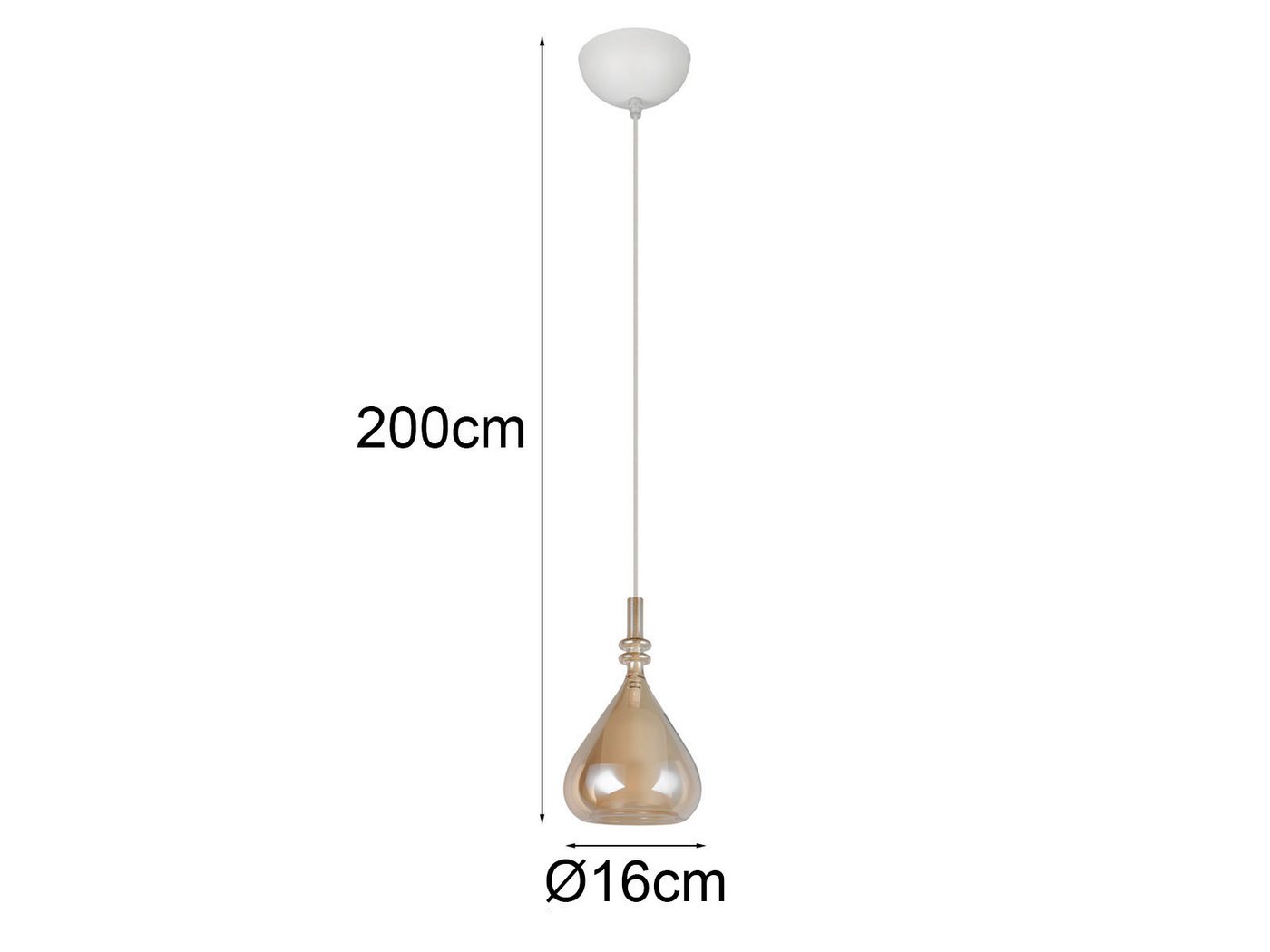 TRIO Leuchten LED Pendelleuchte mit Glas Lampenschirm Bernstein Ø 16cm, dimmbar, LED wechselbar, warmweiß, klein-e Hängelampe einflammig hängend über Esstisch & Bett mit E14 LED Bild 4