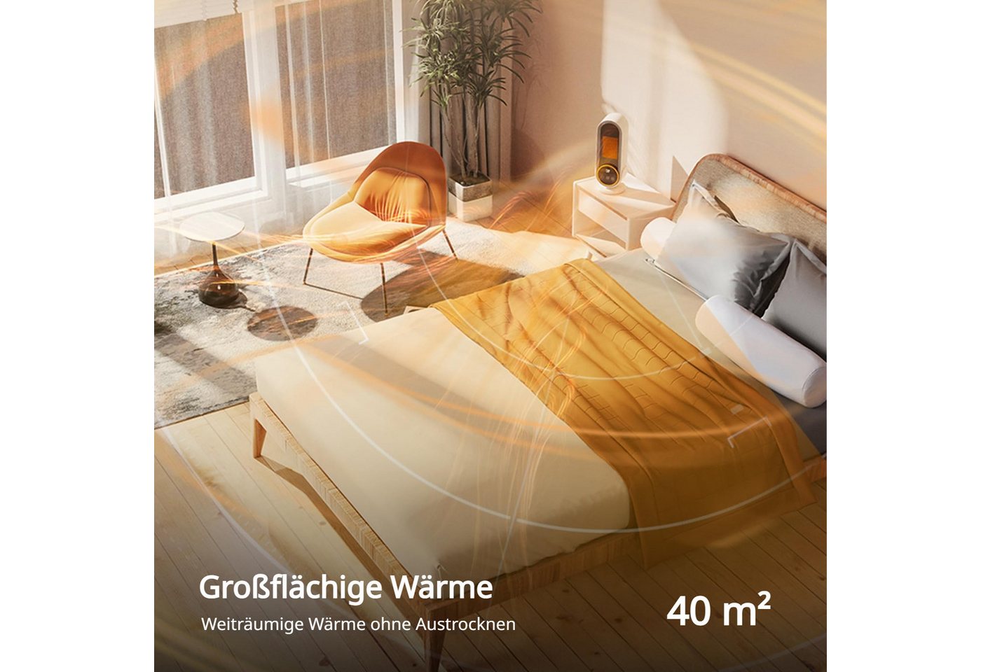 Tekoo Heizlüfter Keramik Heizlüfter 1200W Energiesparend, Timer & Display, Flüsterleiser 40dB Betrieb, Anti-Verbrühungs-Gitter, No-Light-Desig