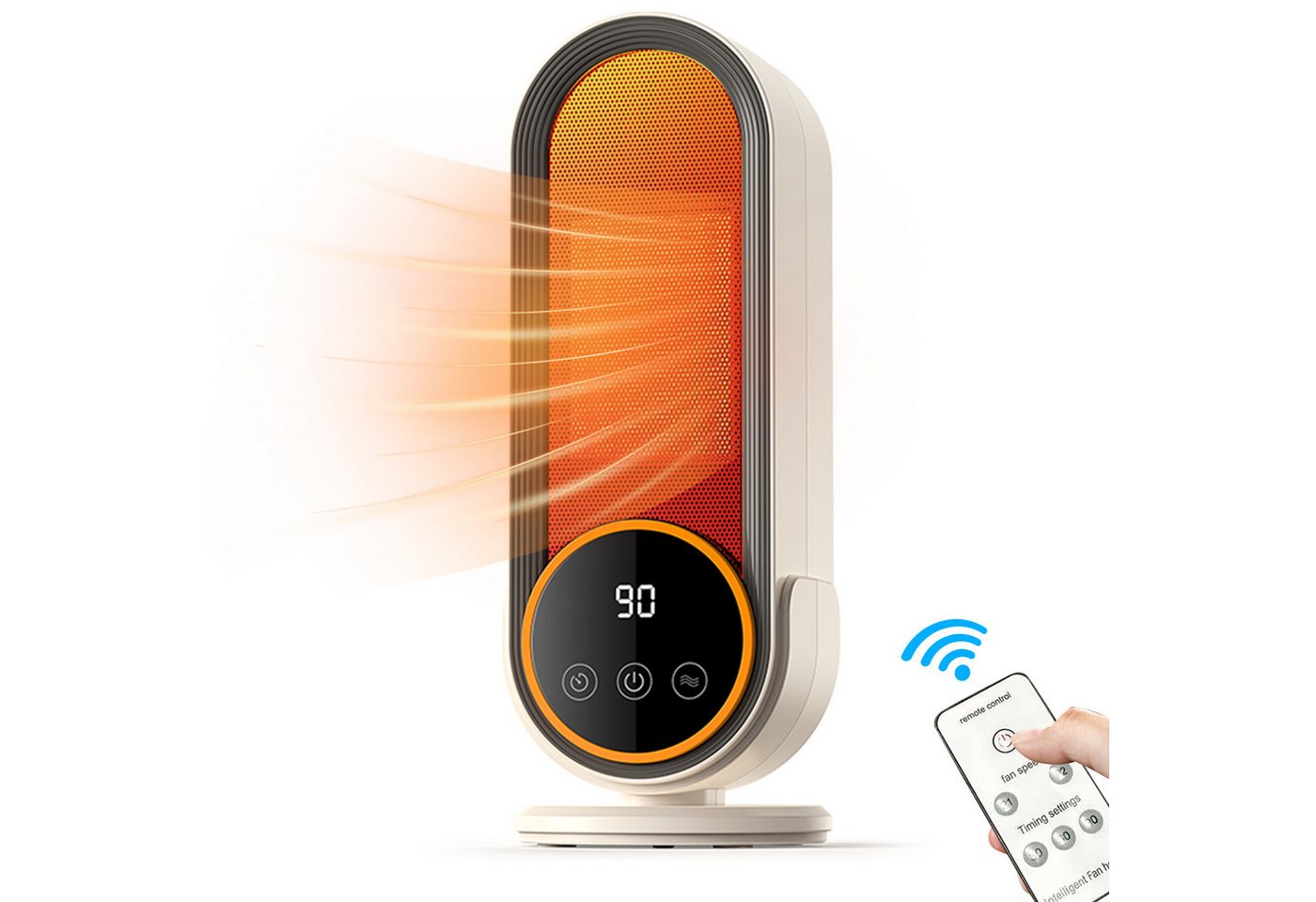 Tekoo Heizlüfter Keramik Heizlüfter 1200W Energiesparend, Timer & Display, Flüsterleiser 40dB Betrieb, Anti-Verbrühungs-Gitter, No-Light-Desig Bild 4
