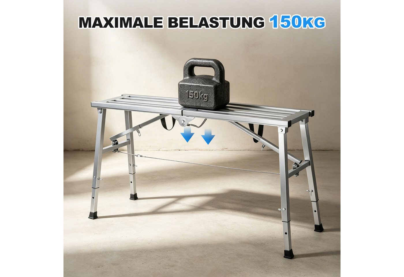 Clanmacy Arbeitsplattform Arbeitsplattform klappbar 120x29cm höhenverstellbar 56-80cm 150 kg Bild 5