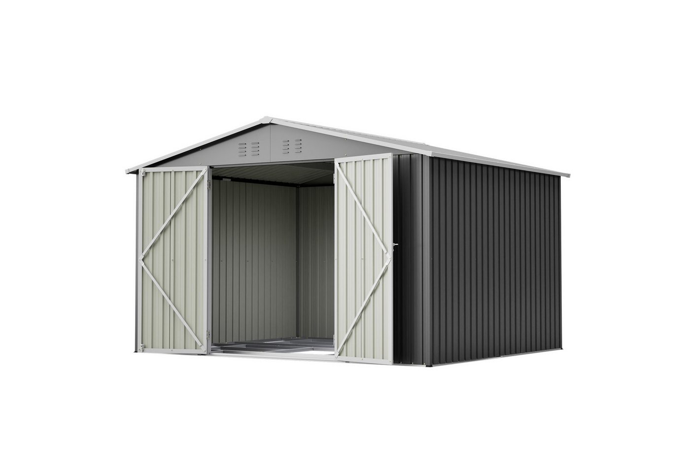 Rolipo Gerätehaus Großes Witterungsbeständiges Gartenhaus Metallfundament (ohne Boden), BxT: 300x252 cm, (Set), Innenmaße ca. 289 x 239 x 155cm für Rasenmäher,Fahrräder & Mülltonnen Bild 2