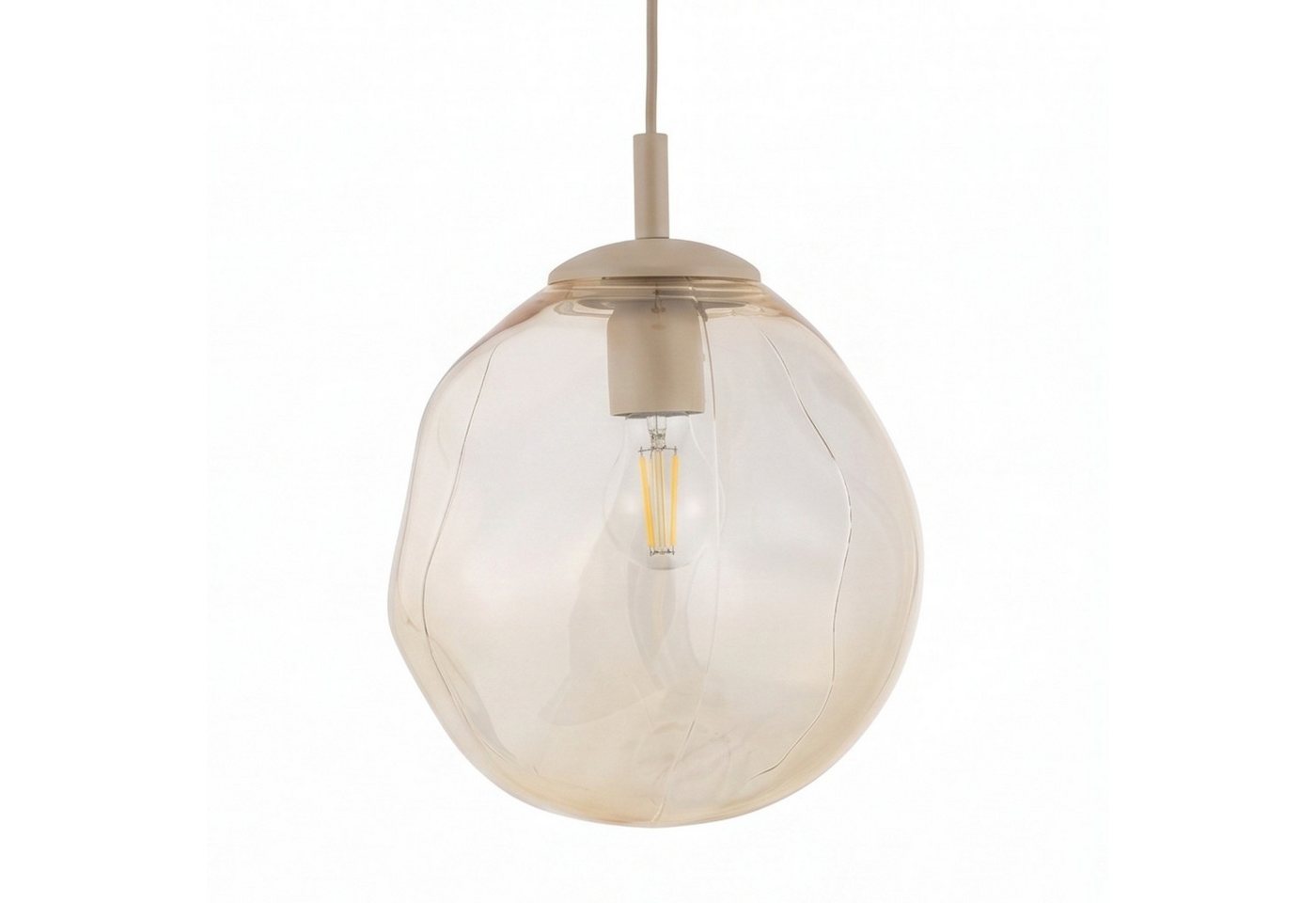 Licht-Erlebnisse Pendelleuchte UMERA, ohne Leuchtmittel, Glas Metall E27 H: max. 175 cm Sandfarben Cognac rund Modern