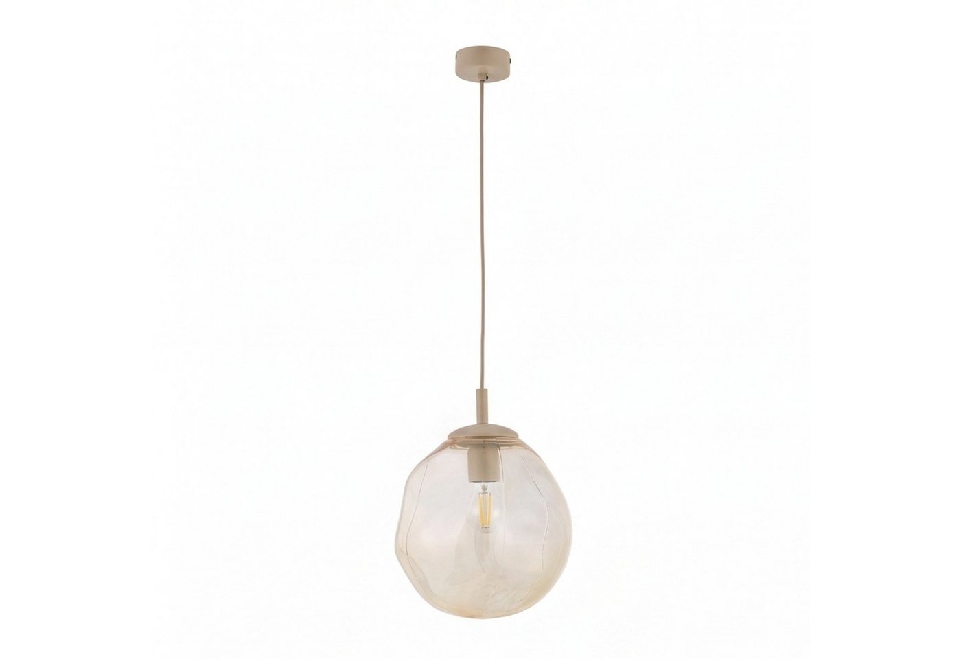 Licht-Erlebnisse Pendelleuchte UMERA, ohne Leuchtmittel, Glas Metall E27 H: max. 175 cm Sandfarben Cognac rund Modern Bild 2