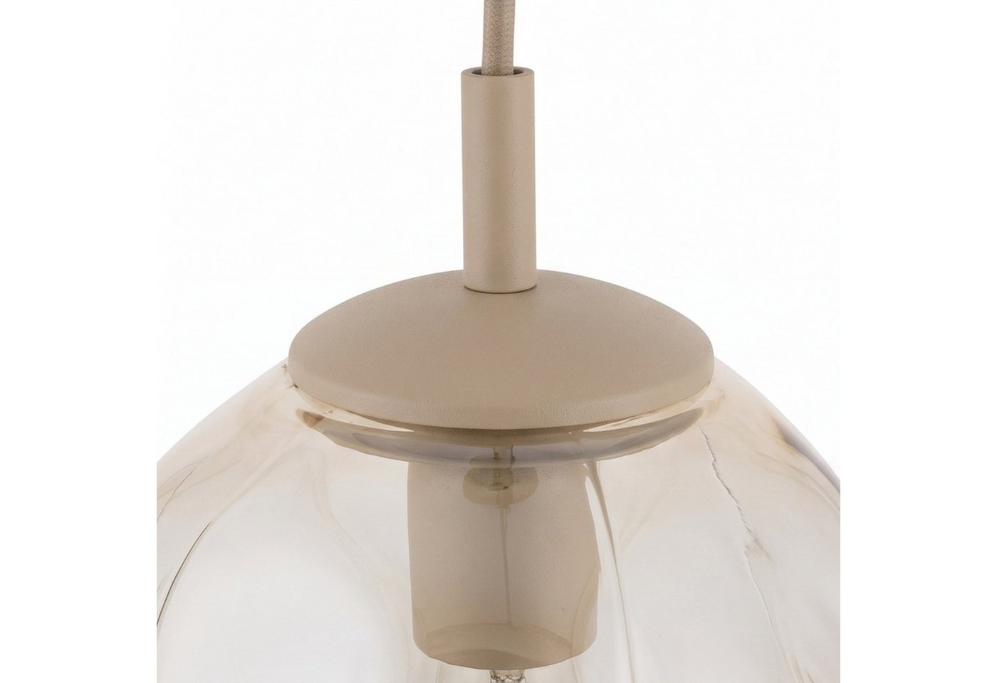 Licht-Erlebnisse Pendelleuchte UMERA, ohne Leuchtmittel, Glas Metall E27 H: max. 175 cm Sandfarben Cognac rund Modern Bild 3
