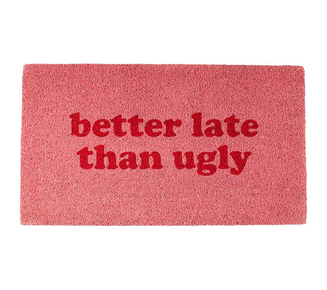 FOUORTUNATE-BEE Fußmatte Fußmatte 60x40 cm, Rosa, „Besser spät als nie“, rutschfeste Türmatte, Rosa Fußmatte 60x40 cm, flauschig, humorvoller Spruch für Flur und Tür Bild 4