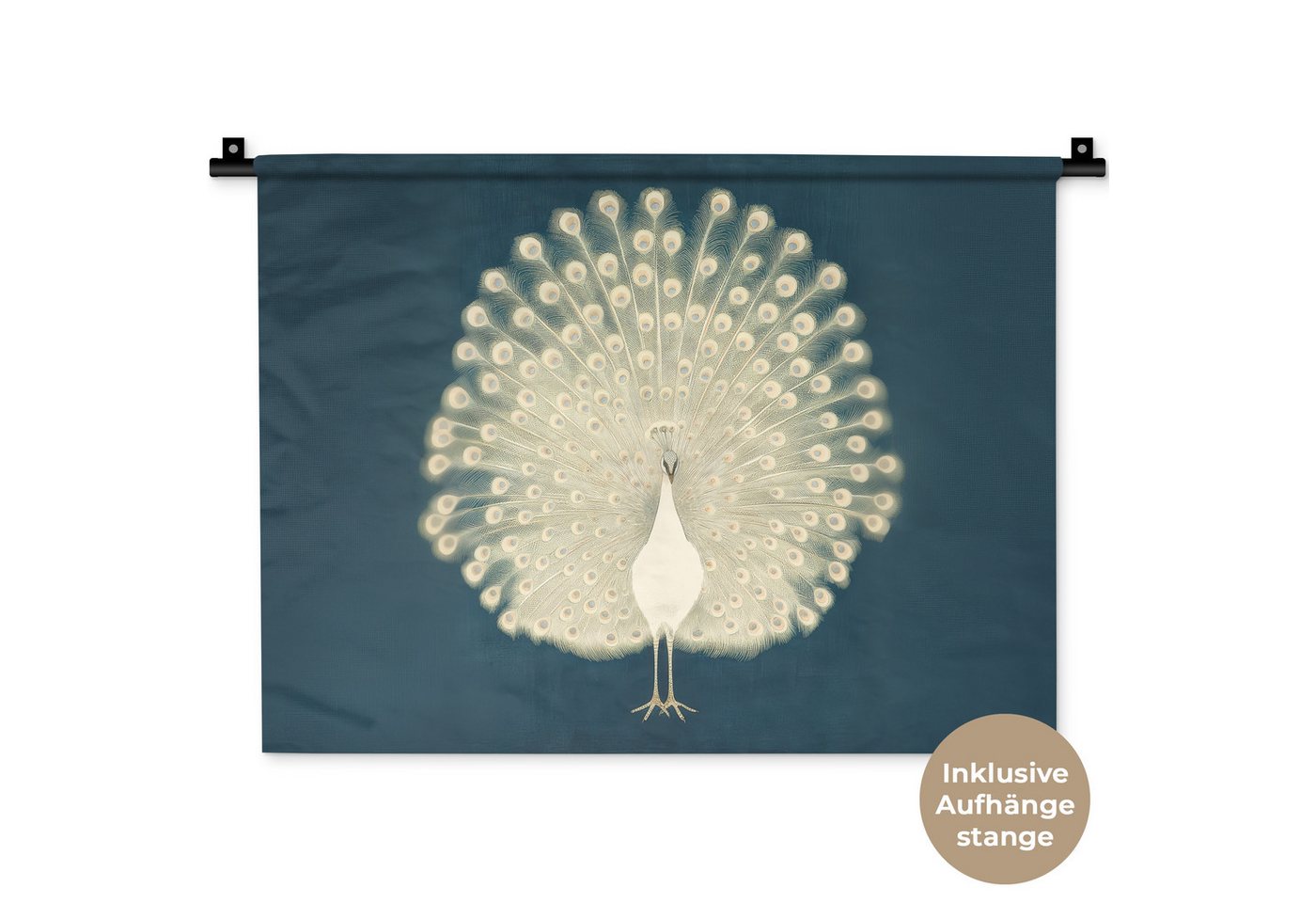 MuchoWow Wandteppich Vogel - Blau - Vintage, Rechteckig, Höhe: 3 mm, Wanddeko Teppich Wohnzimmer, Schlafzimmer, 60x45 cm
