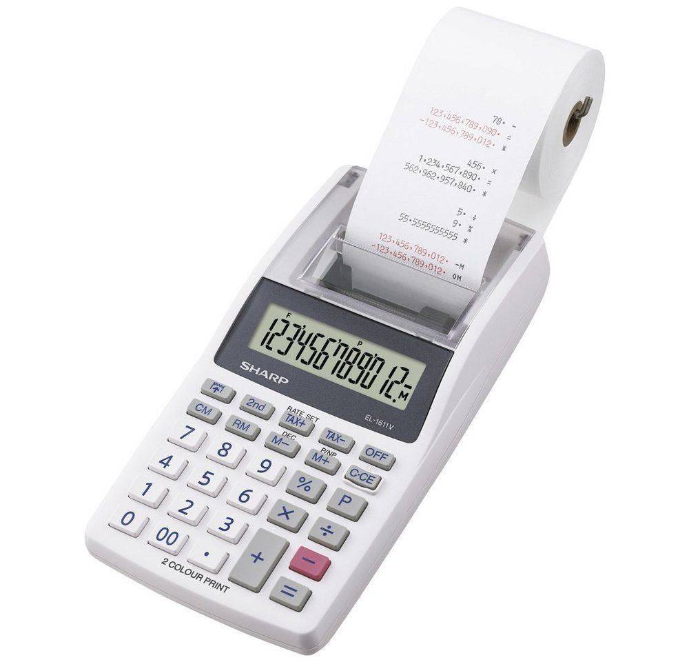 Sharp Taschenrechner Sharp EL-1611 V Druckender Tischrechner Weiß Display (Stellen): 12 ba