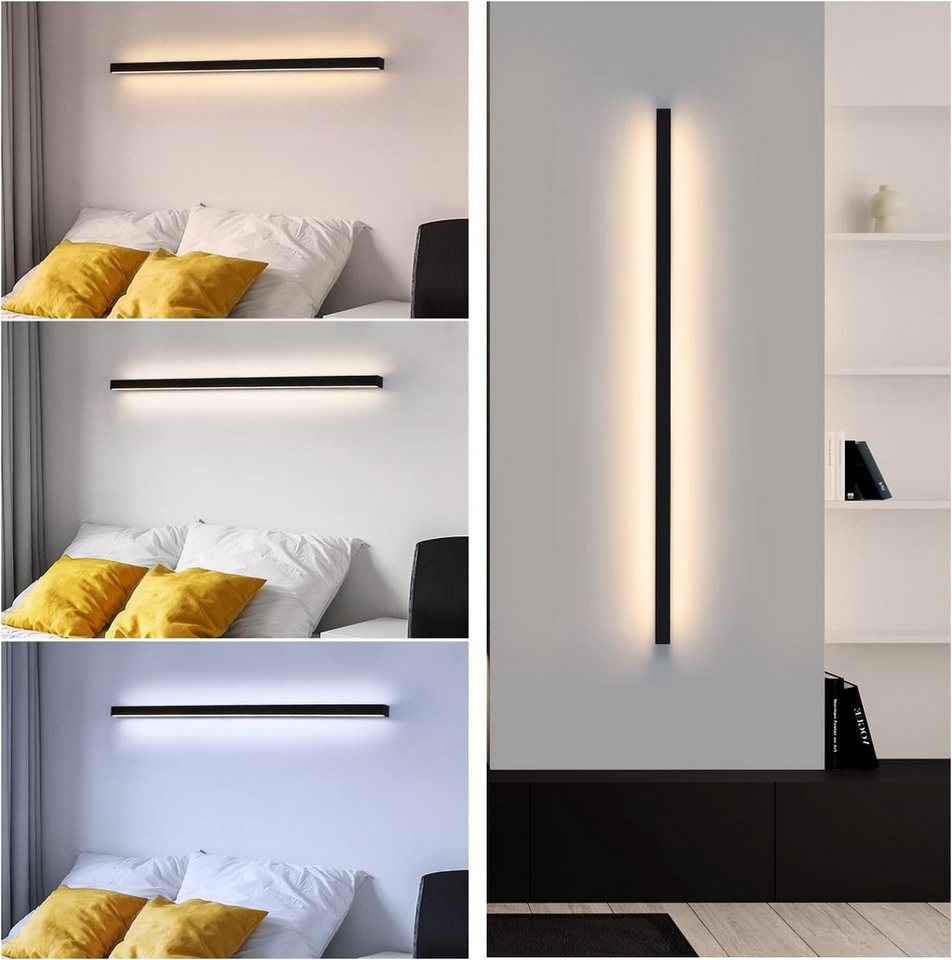 Nettlife LED Wandleuchte Schwarz Modern 60CM 21W Up Down innen Wandbeleuchtung, Dimmbar, LED fest integriert, Neutralweiß, Kaltweiß, Warmweiß, Wandlampe für Flur Treppenhaus Wohnzimmer Schlafzimmer Bild 2