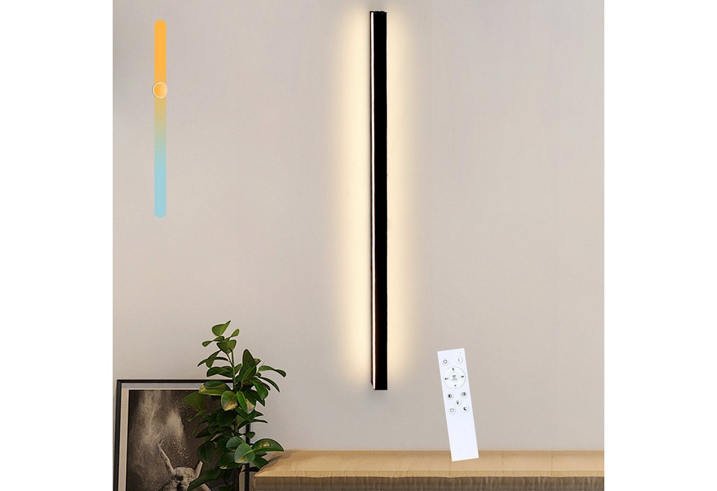 Nettlife LED Wandleuchte Schwarz Modern 60CM 21W Up Down innen Wandbeleuchtung, Dimmbar, LED fest integriert, Neutralweiß, Kaltweiß, Warmweiß, Wandlampe für Flur Treppenhaus Wohnzimmer Schlafzimmer Bild 5