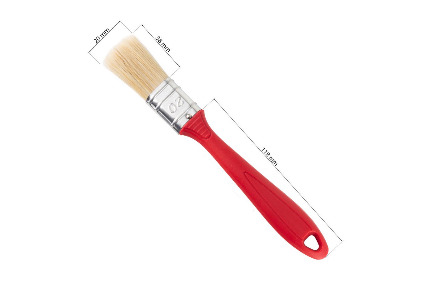 Prima-Online Malpinsel 4er Set Malerpinsel Flachpinsel Rundpinsel mit rot Griff 20 30 50 mm, (1 St) Bild 3