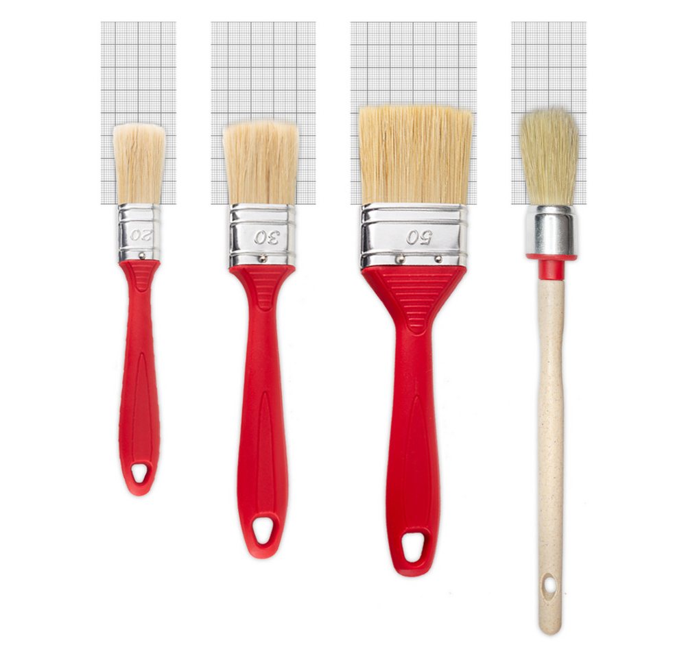 Prima-Online Malpinsel 4er Set Malerpinsel Flachpinsel Rundpinsel mit rot Griff 20 30 50 mm, (1 St) Bild 4