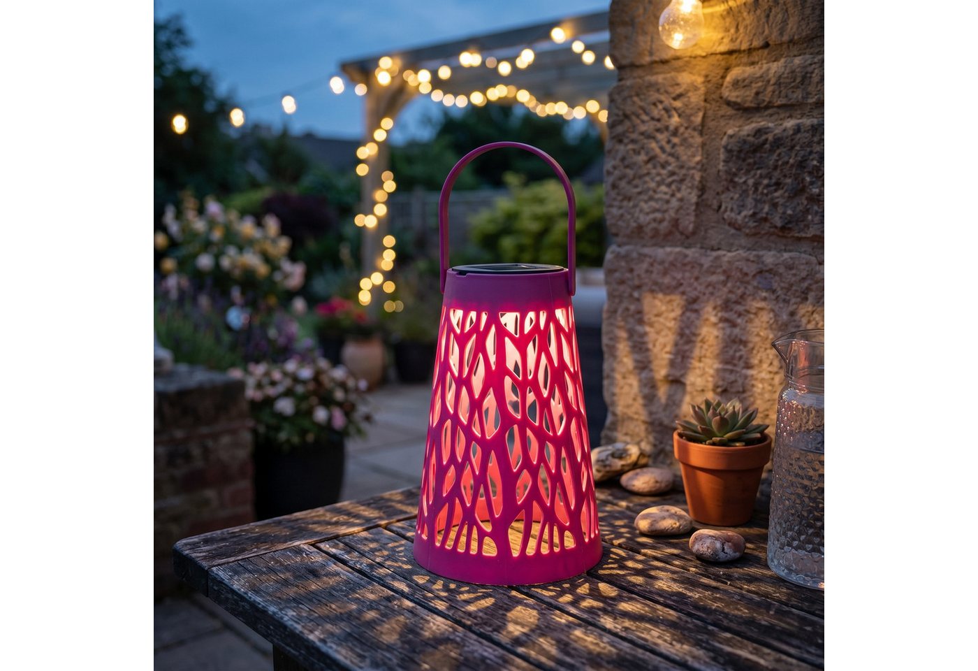 queence LED Solarleuchte Tischleuchte Tischlampe Solar Laterne, Lampions für Innen und Außen geeignet 11,5 cm x 18 cm Bild 2