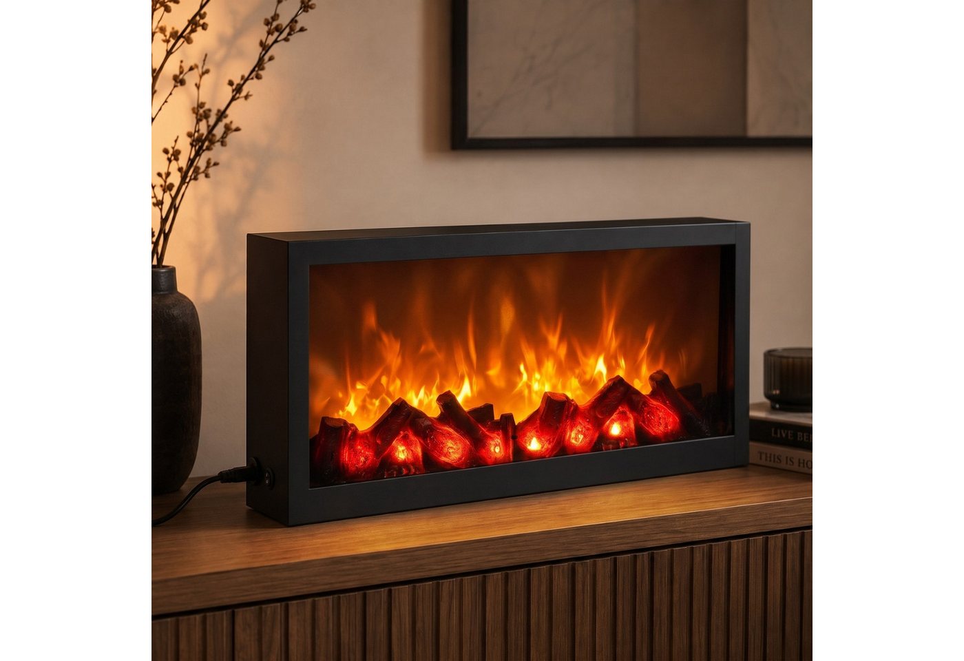 TWILUX Elektrokamin Dekorativer LED-Kamin, aus Metall, 10 x 57 x 25 cm