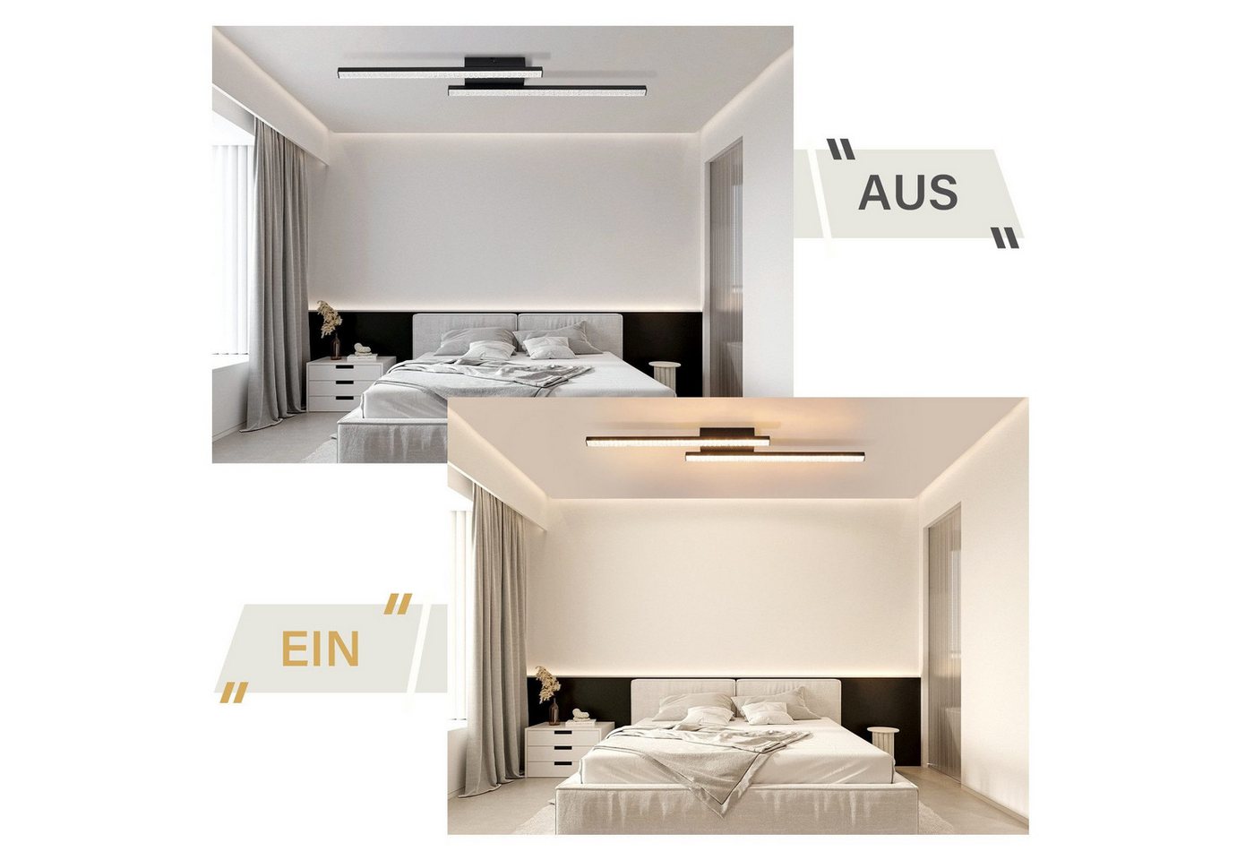 Nettlife LED Deckenleuchte Flur Wohnzimmer Schwarz modern Kristall Deckenlampe 12/24W, LED fest integriert, Warmweiß, Kristalle 24W 45.5*45.5*7.3cm für Wohnzimmer Flur Schlafzimmer Bild 4