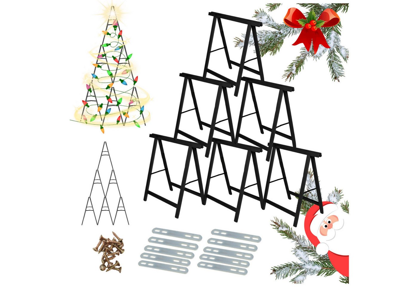 Modo24 Sägebock Holzbock, Klappbock Arbeitsbock, 5er-Set inklusive Montageteile, (Weihnachtsstern SET, 6-St), DIY Stern, Tapezierbock Montagebock Unterstellbock, 180x180x73 cm