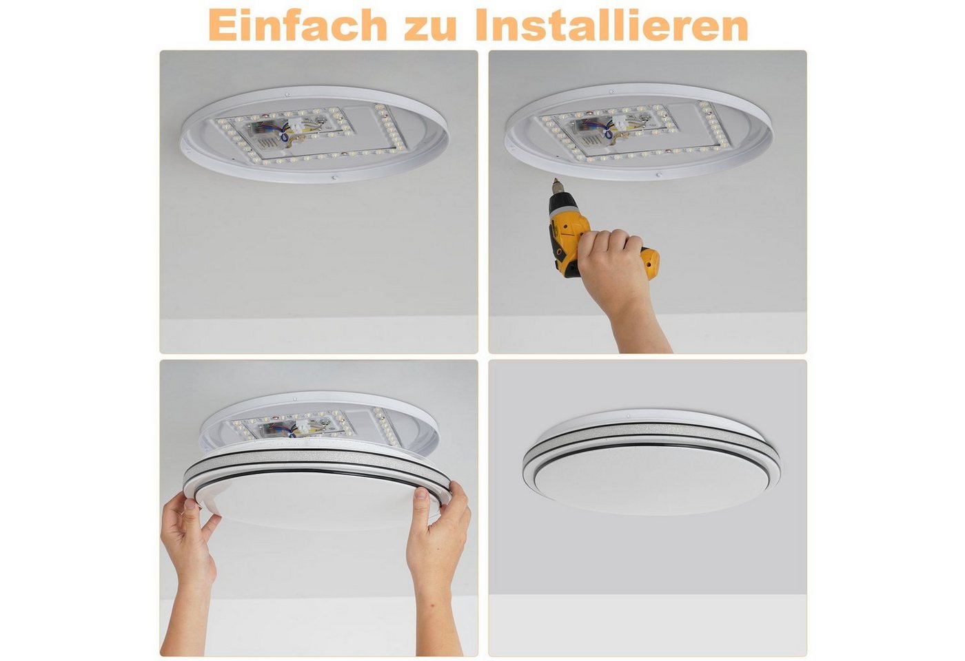 ZMH LED Deckenleuchte Wohnzimmer Ø18/27 Modern Küchenlampe Flur Schlafzimmer, Einfache Installtion, LED fest integriert, Dimmbar, Warmweiß-Neutralweiß-Kaltweiß, 23W, IR-CCT, dimmbar, 27×27×6cm Bild 2