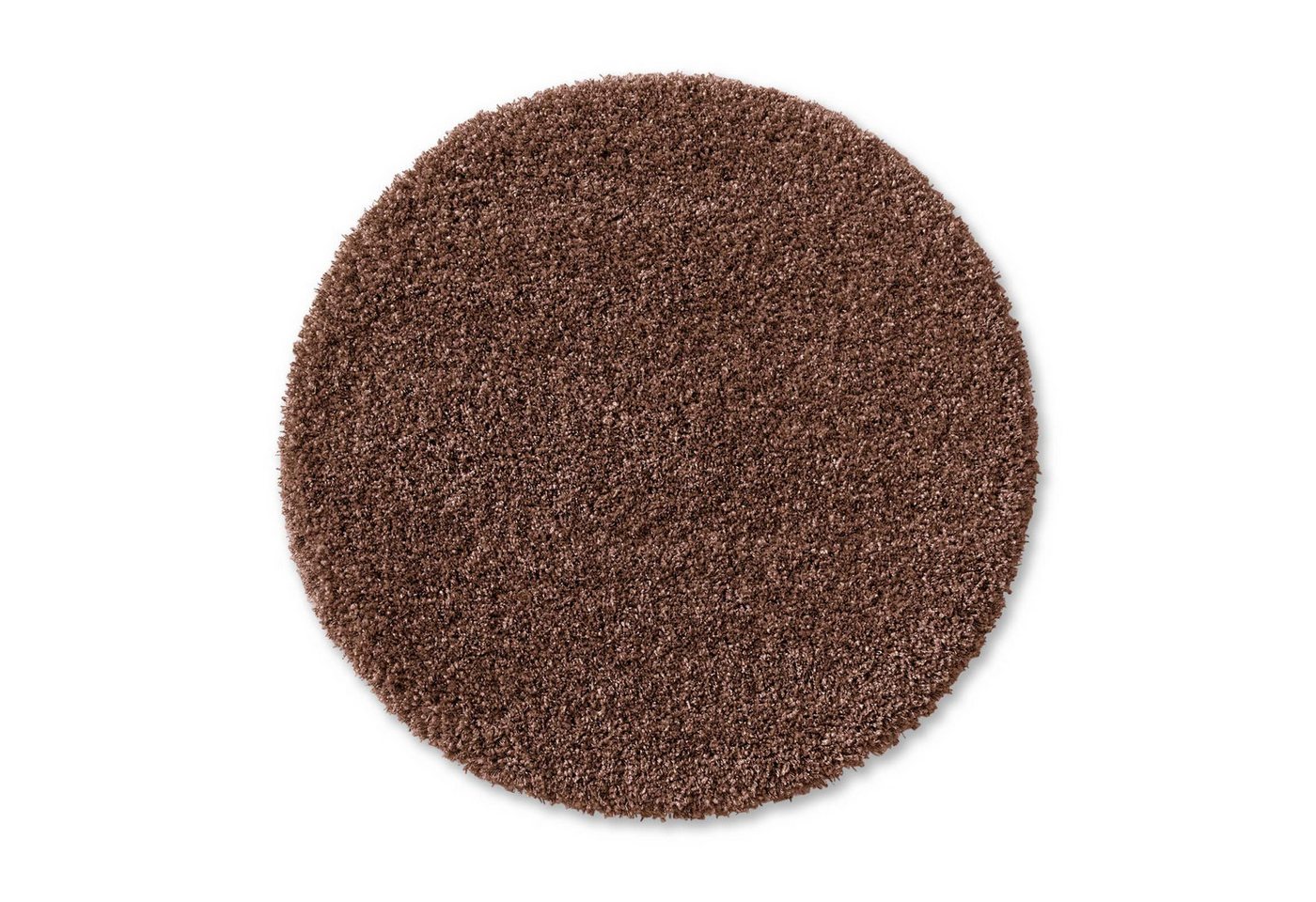 TaCa Home Langflor-Teppich Shaggy Teppich Langflor, rund, Höhe: 60 mm, Schlafzimmer Kinderzimmer Wohnzimmer, rostbraun - 120 x 120 cm rund