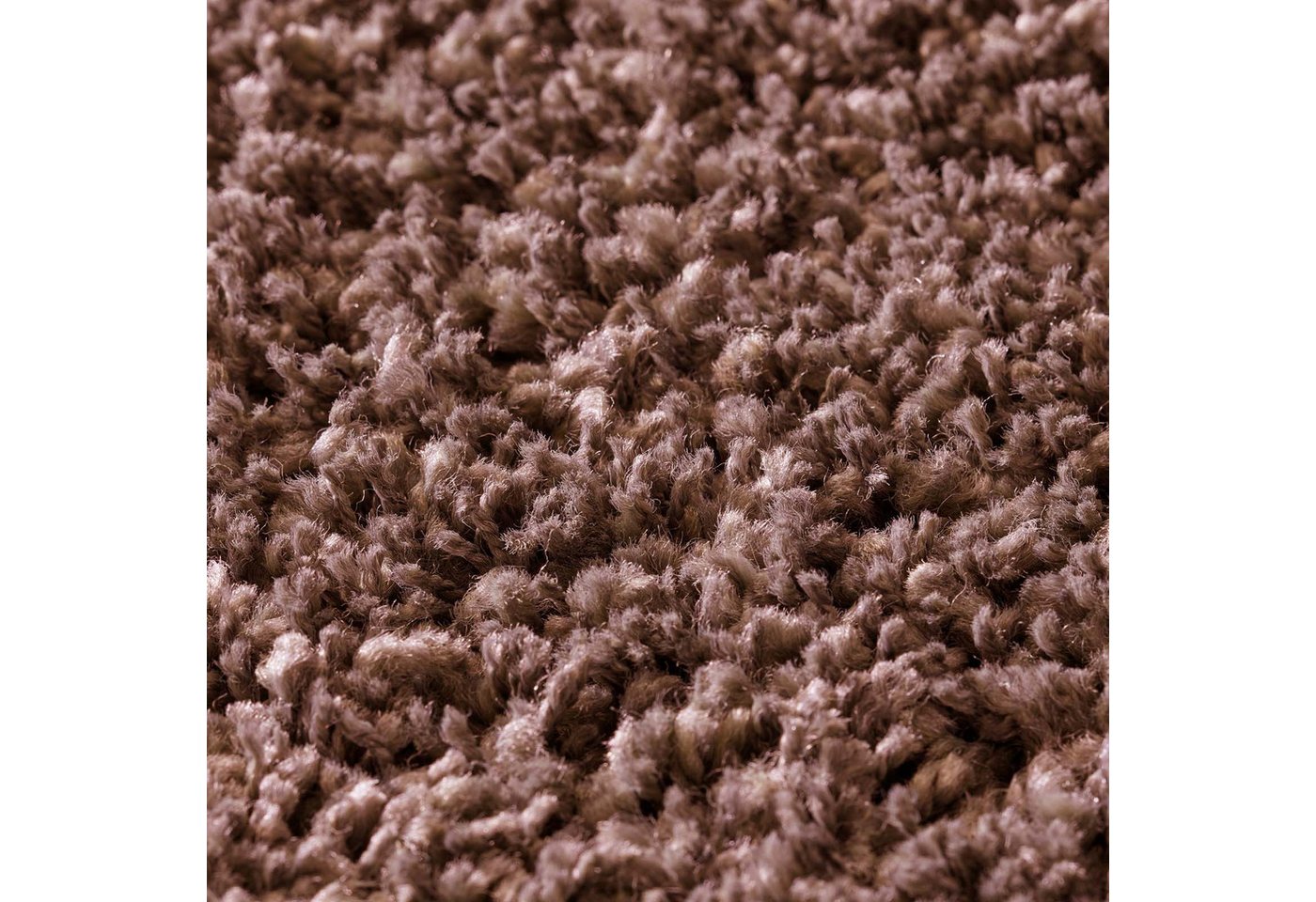 TaCa Home Langflor-Teppich Shaggy Teppich Langflor, rund, Höhe: 60 mm, Schlafzimmer Kinderzimmer Wohnzimmer, rostbraun - 120 x 120 cm rund Bild 3