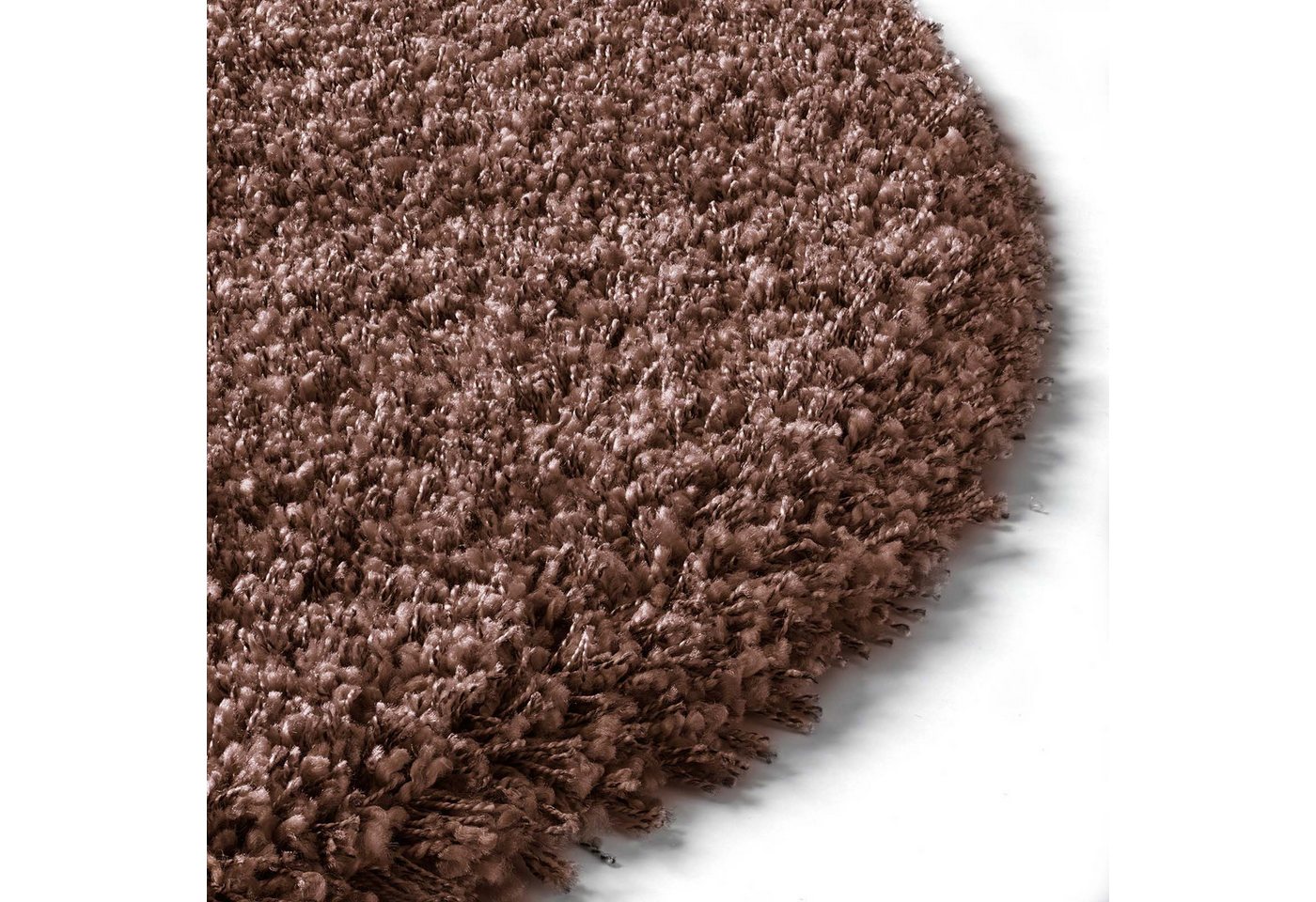 TaCa Home Langflor-Teppich Shaggy Teppich Langflor, rund, Höhe: 60 mm, Schlafzimmer Kinderzimmer Wohnzimmer, rostbraun - 120 x 120 cm rund Bild 4