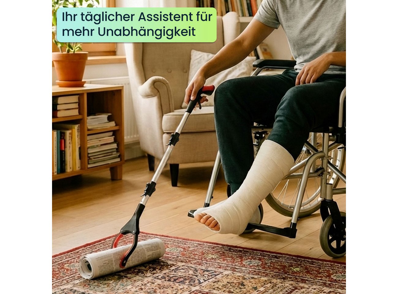 shop'n smile ideoon Greifzange Faltbare Greifzange 92 cm Aluminium Greifhilfe mit Magnet & 360° Kopf, 2-tlg., 1er-Set & 2er-Set, 92cm Greifhilfe faltbar, Magnetspitze, tragfähig bis 2kg Bild 2