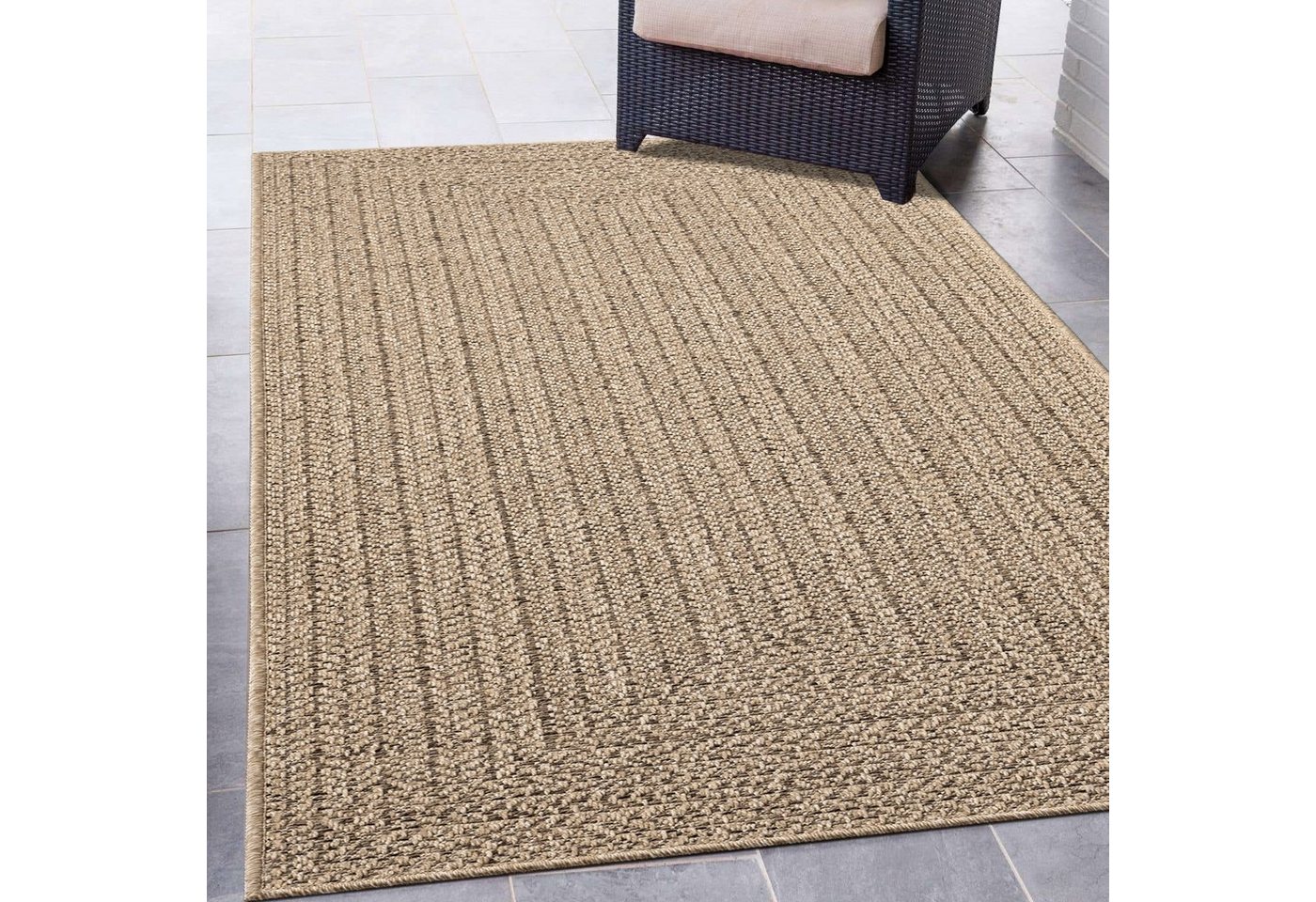 Carpetia Outdoorteppich Moderner Sisal-Look, rechteckig, Höhe: 5 mm, Flachgewebe - robust und wetterfest, für Innen- und Außenbereiche Bild 2