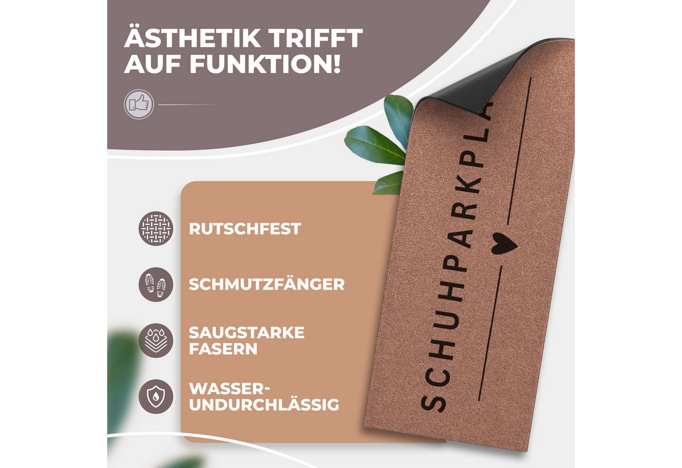 ElbFuchs Fußmatte Schuhparkplatz, Waschbare & Rutschfeste Indoor-Schuhmatte, Rechteckig, Schmutzfangmatte für Flur & Eingang Bild 5