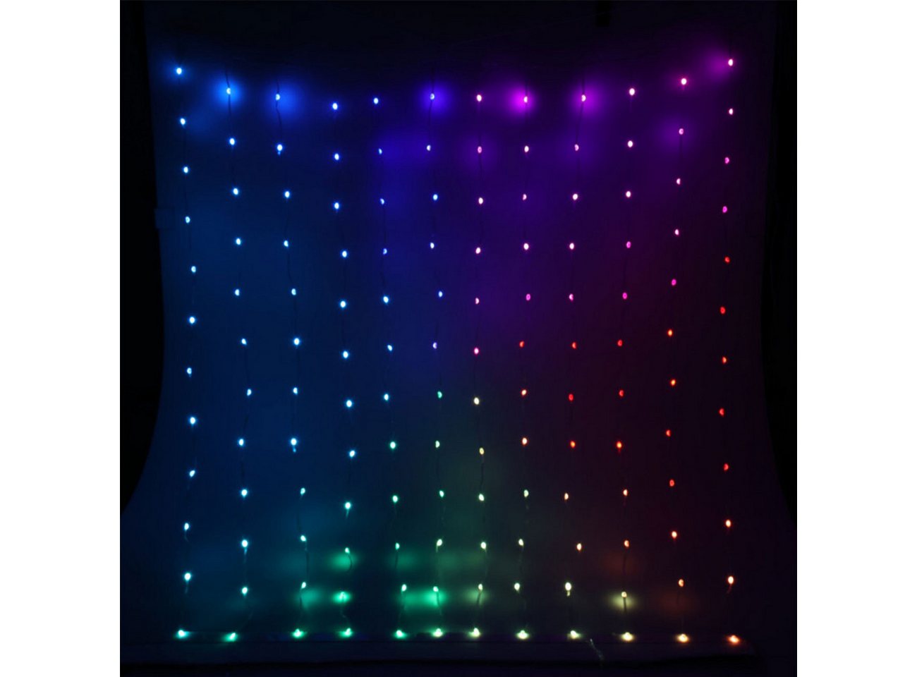 ROGITO elite LED-Lichtervorhang RGB LED-Lichtervorhang 1,2x1,2 m, 144 bunte LEDs IP44 Fernbedienung, Mehrfarbig (RGB), 1,2 x 1,2 Meter, 12 Stränge, 5m Kabel Bild 5