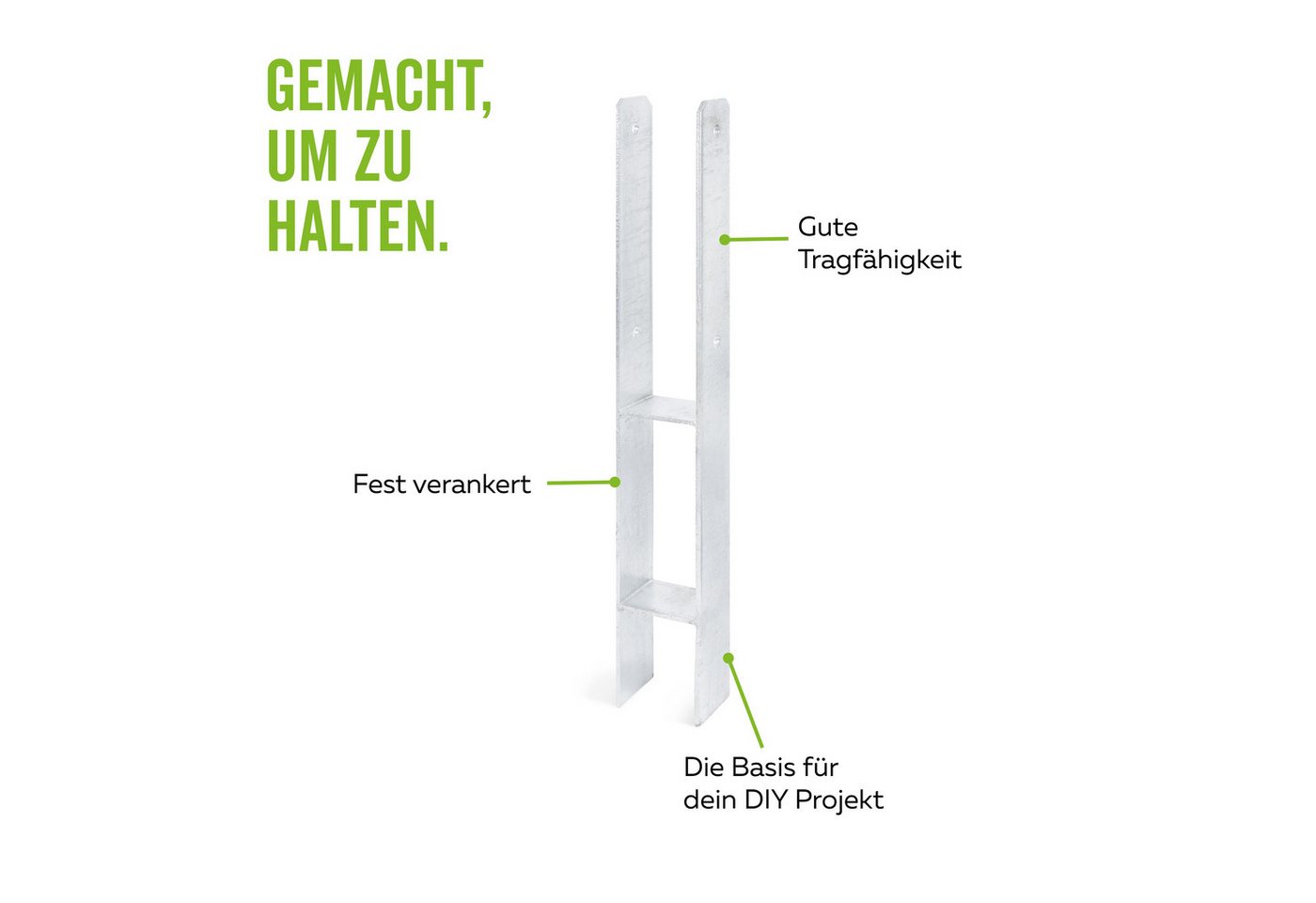 Alberts Pfostenträger Alberts 4 x H-Pfostenträger, Edelstahl, 91x600 mm, Materialstärke 4 mm, (4-St), Alberts H-Pfostenträger im Bundle, Edelstahl, Höhe 300 mm, Gesamthöhe