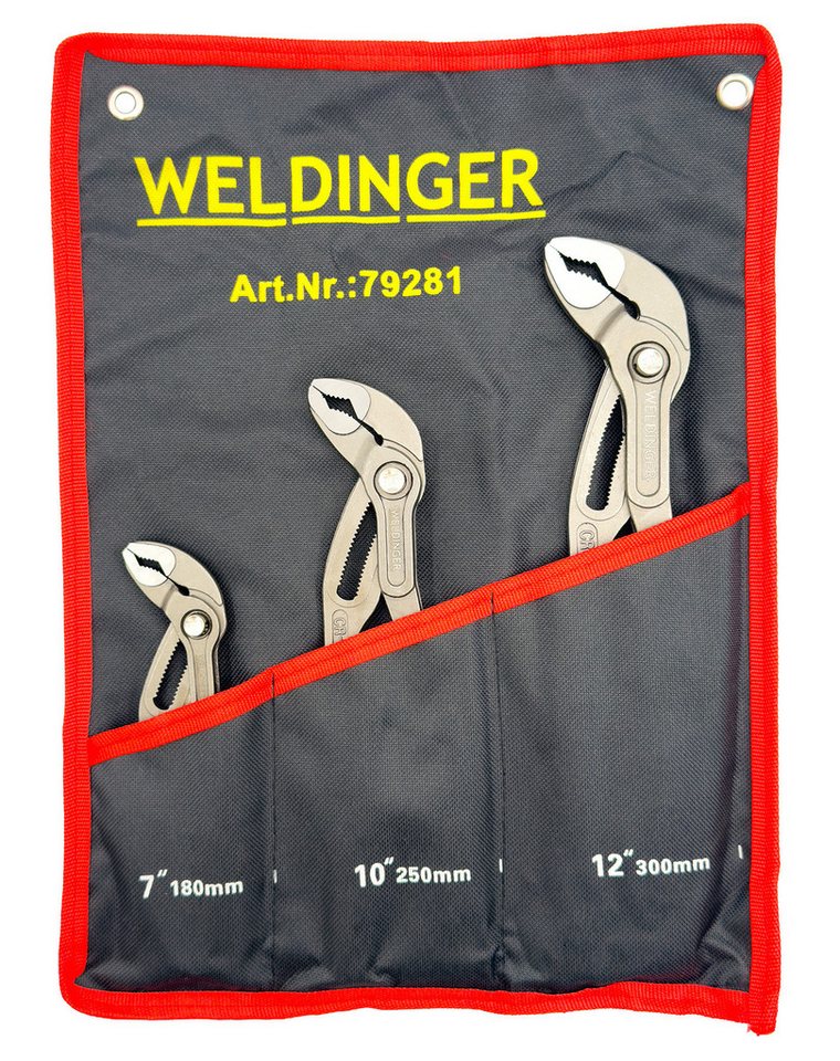WELDINGER Zangenset 3er-Set Wasserpumpenzangen 7"/10"/12" 180-300 mm, Set 3-tlg., Wasserpumpenzangen, 7"/180 mm, 10"/250 mm und 12"/300 mm, gesenkgeschmiedet Bild 4