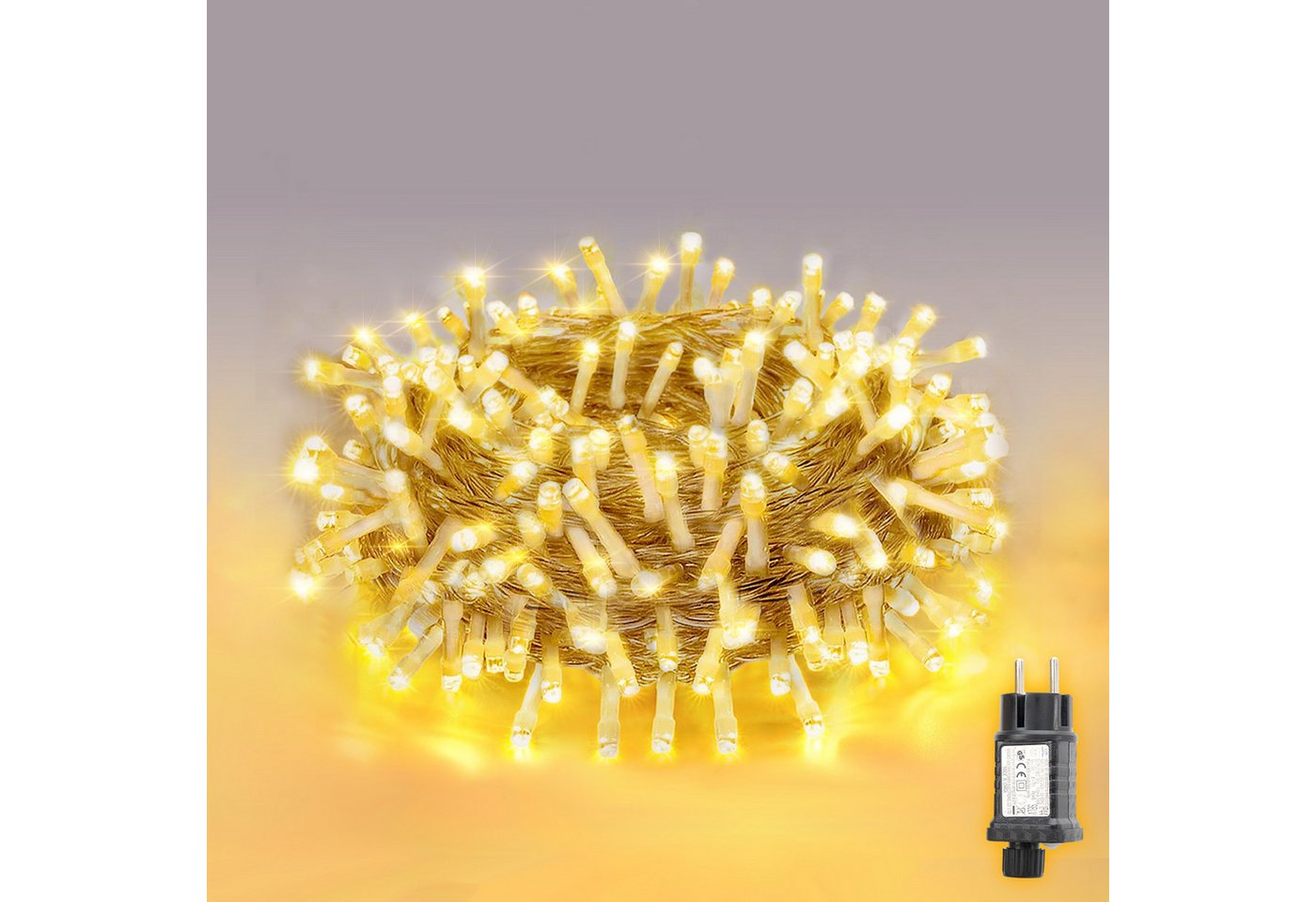 Salcar LED-Lichterkette 2m-100m LED Lichterkette Weihnachtsbaum 20-1660er LED Weihnachtsdeko, 5m 50 LED, 8 Modi und Memory-Funktion, Spritzwassergeschützt Bild 3