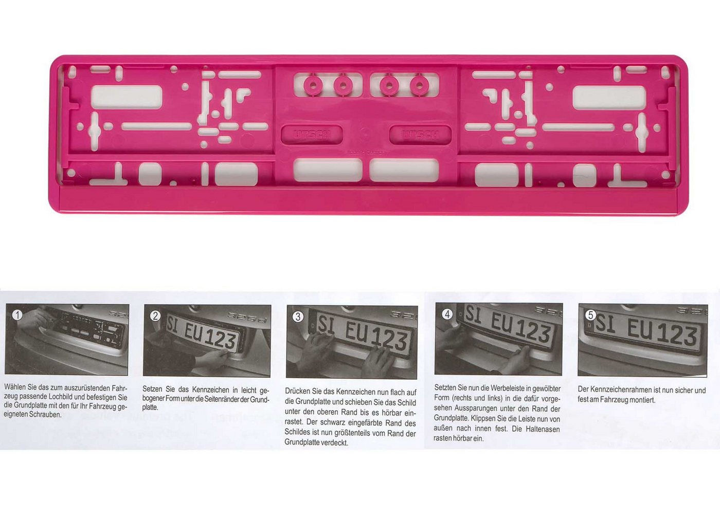 Bubble-Store Kennzeichenhalter Auto Kennzeichenhalterung, (Rahmenfarbe pink), KFZ Nummernschildhalter Bild 2