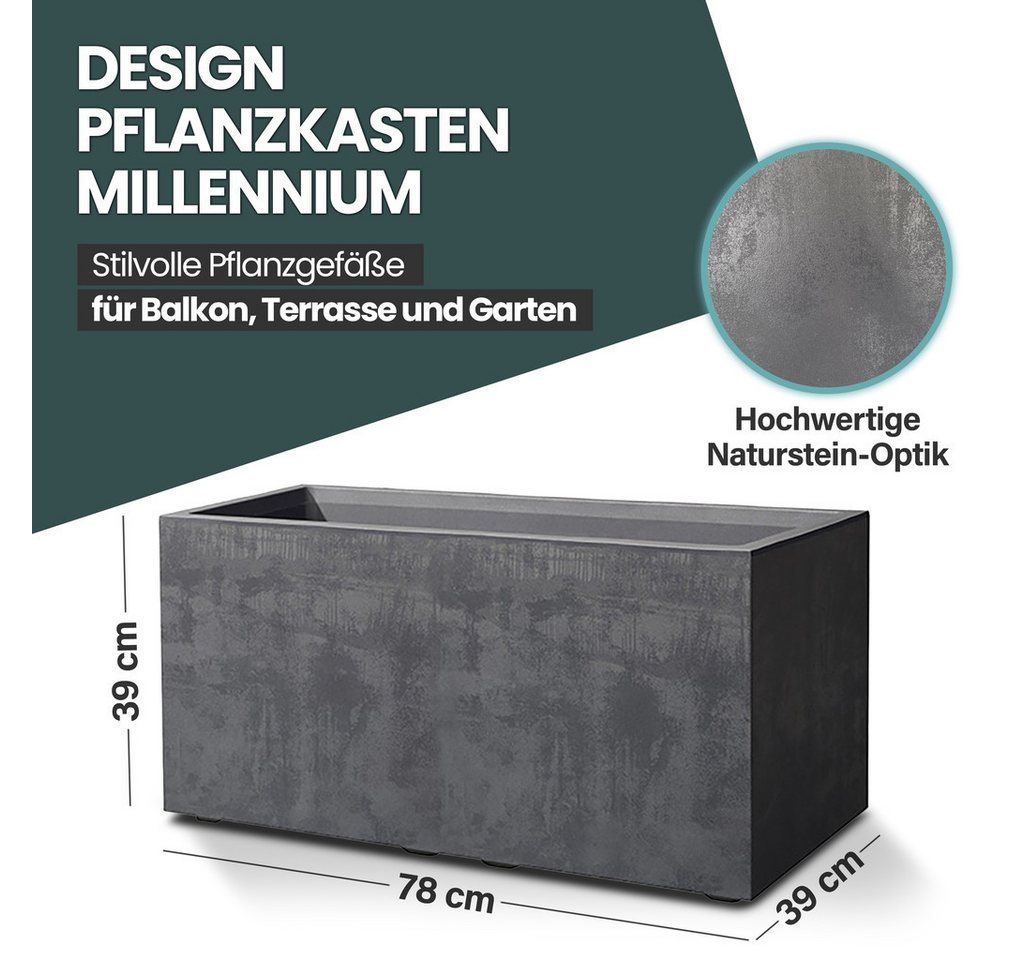 KreLeo Blumenkasten Millennium in Naturstein Optik verschiedenen Ausführungen Bild 2