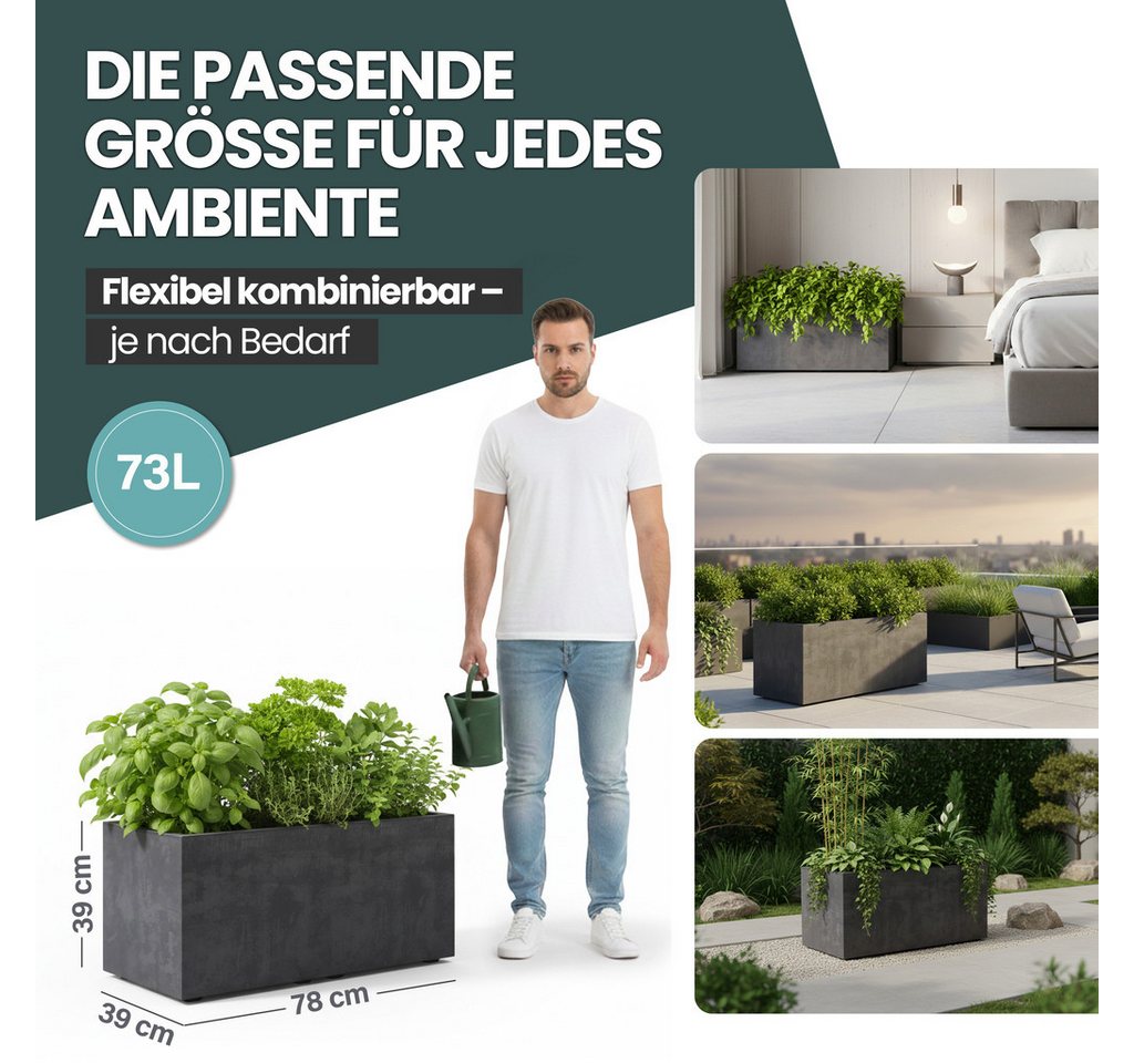 KreLeo Blumenkasten Millennium in Naturstein Optik verschiedenen Ausführungen Bild 3