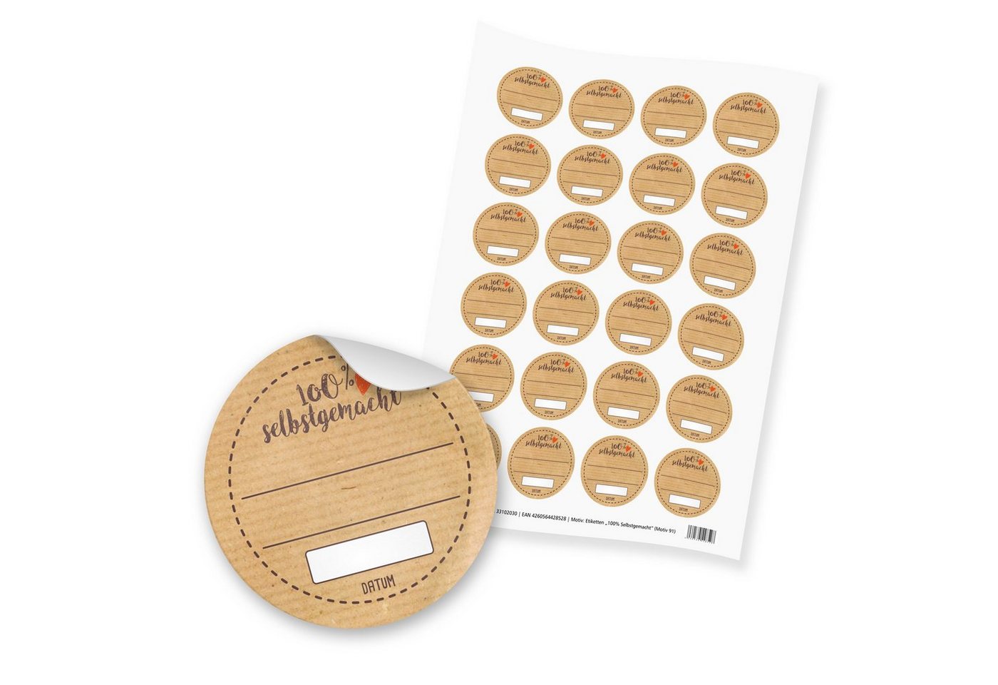 itenga Etiketten 24 x itenga Sticker „100% selbstgemacht“ unlackiert (Motiv 91) Bild 2