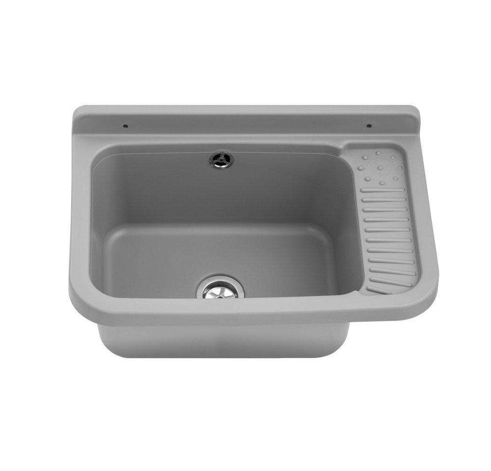Lavre Waschbecken Gradia, Kunststoff Spülbecken Waschtrog Ausgussbecken, 50x33x24 cm, Grau