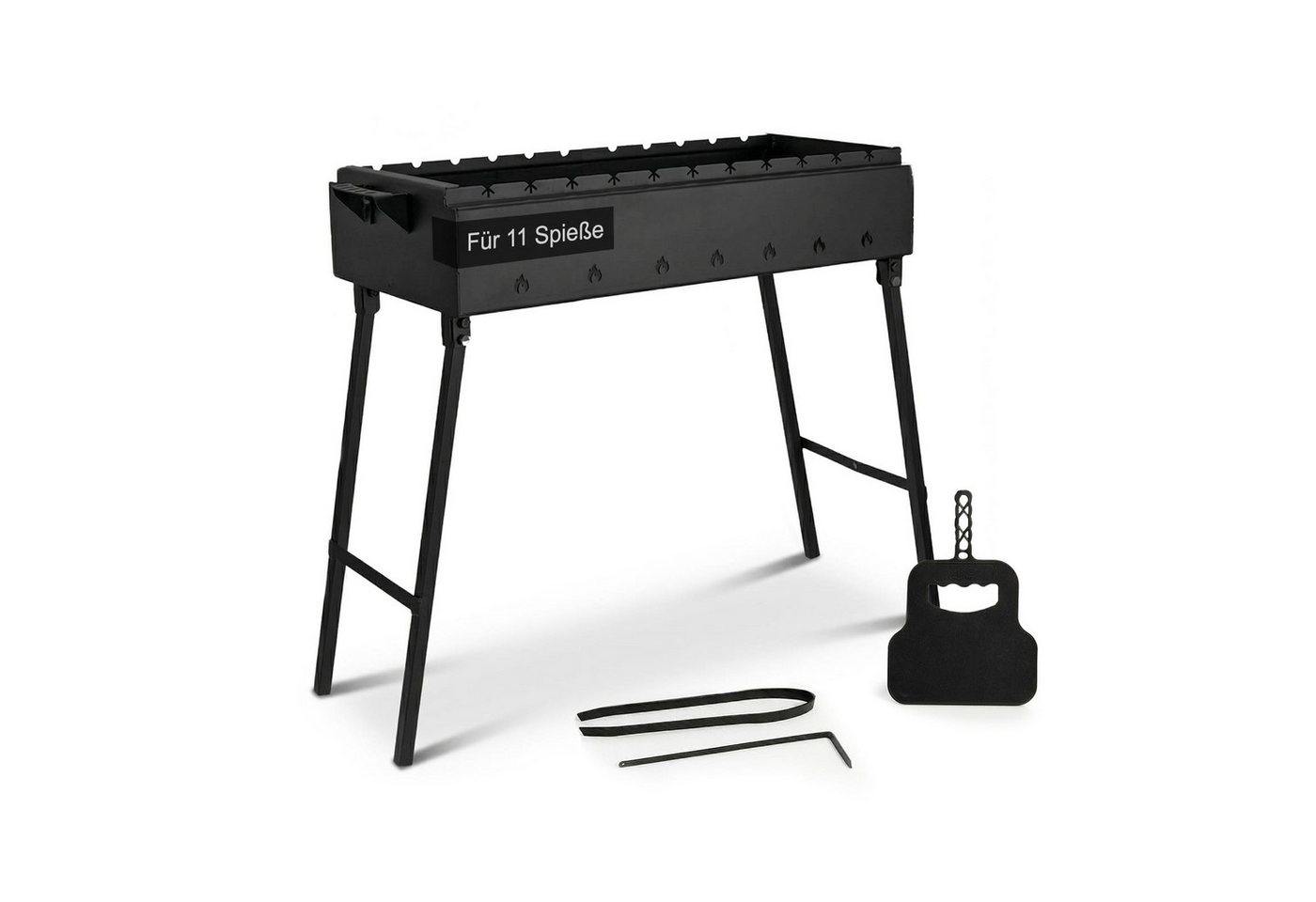 BIG-PAN Grillbesteck-Set Klappbar Mangal für 11 Spieße 70cm Grillfächer Bild 3