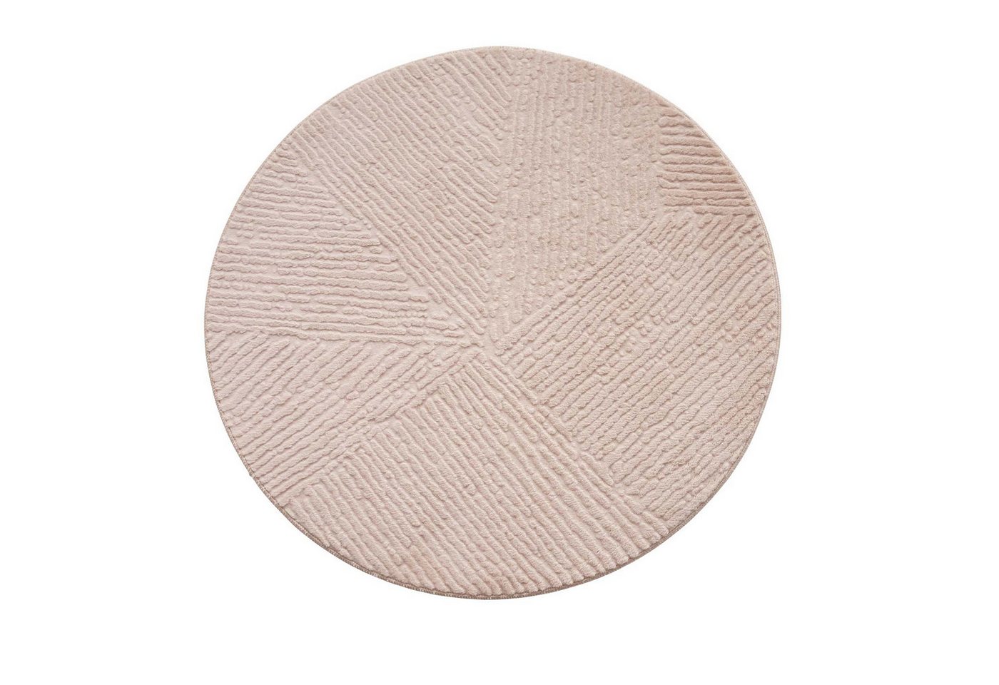 TaraCarpet Teppich TaraCarpet Homestyle 389 Fresco, rund, Höhe: 10 mm, Fresco hoch-tief weich waschbar beige 80x80 rund Bild 3